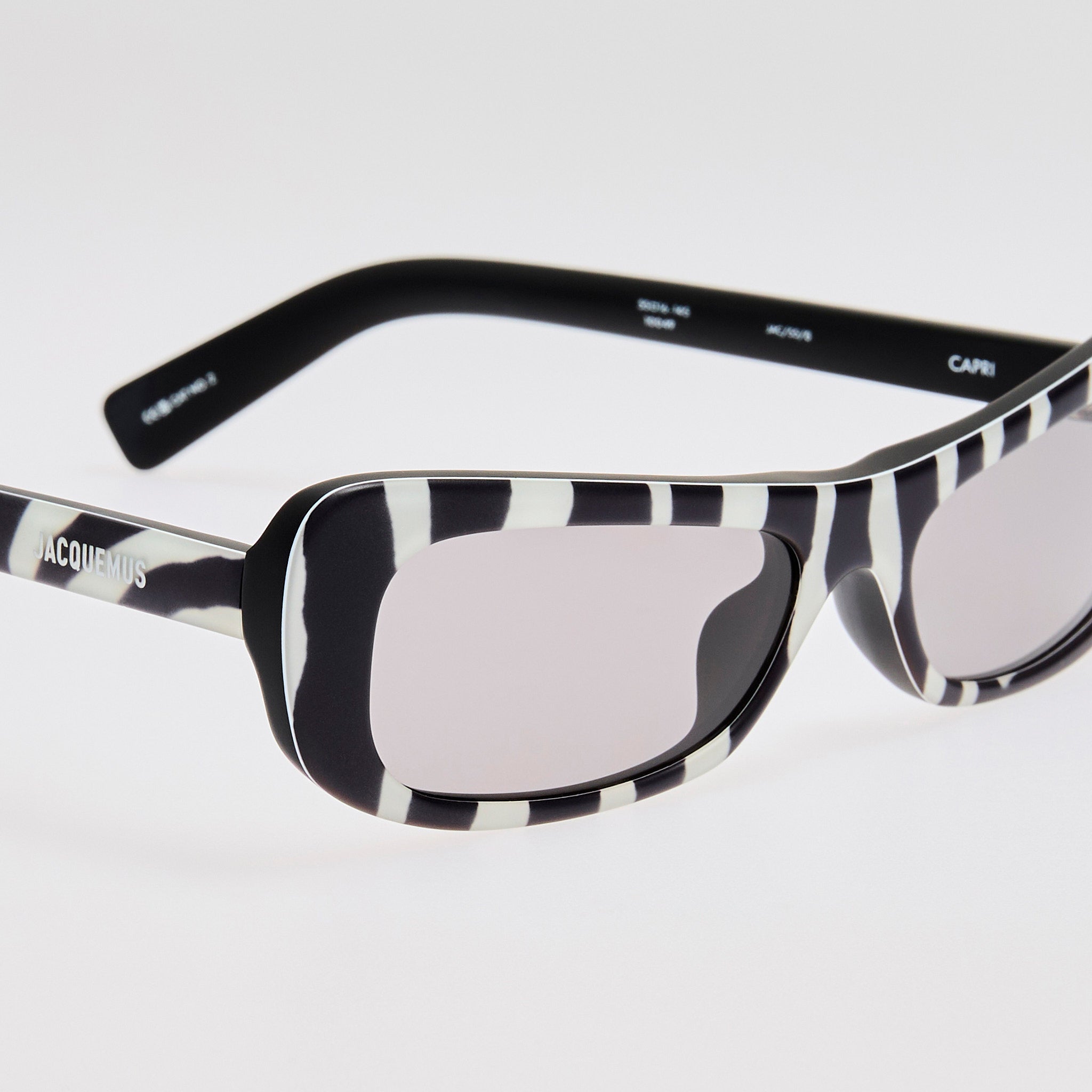 Capri Rectangular Sunglasses in Zebra Black - LINDA FARROW - Sunglasses -