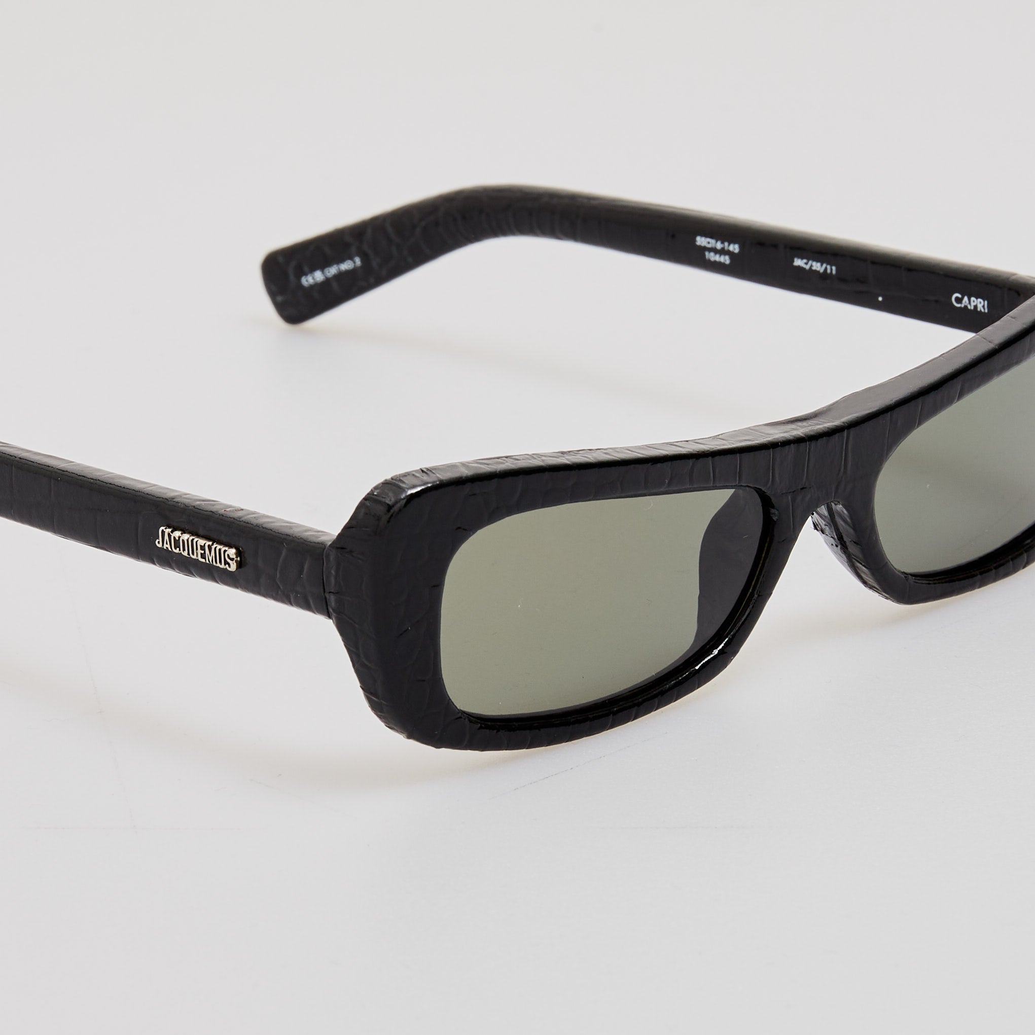 Capri Sunglasses in Black Crocodile - LINDA FARROW - Sunglasses -