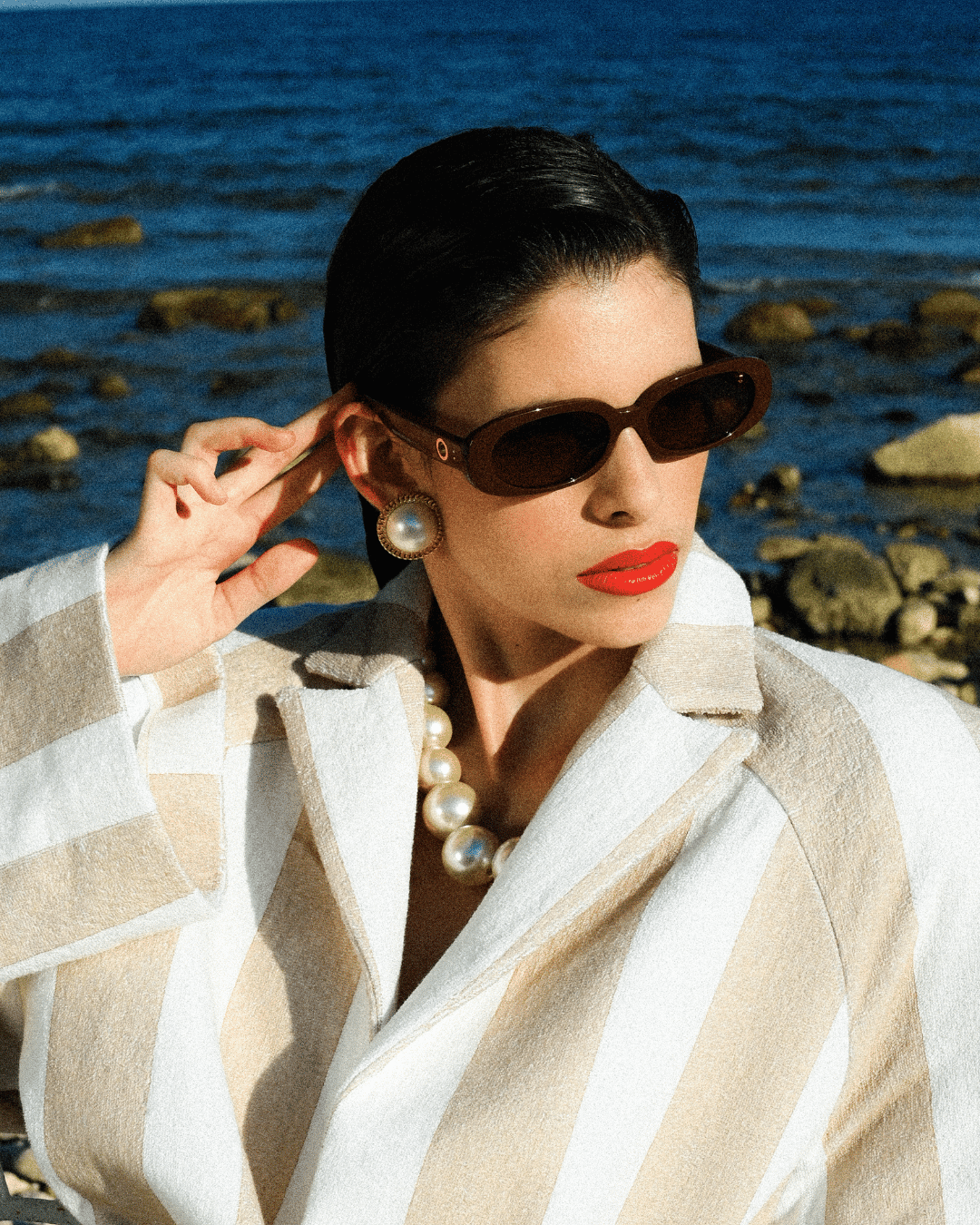 Cara Sunglasses in Brown - LINDA FARROW-Sunglasses-