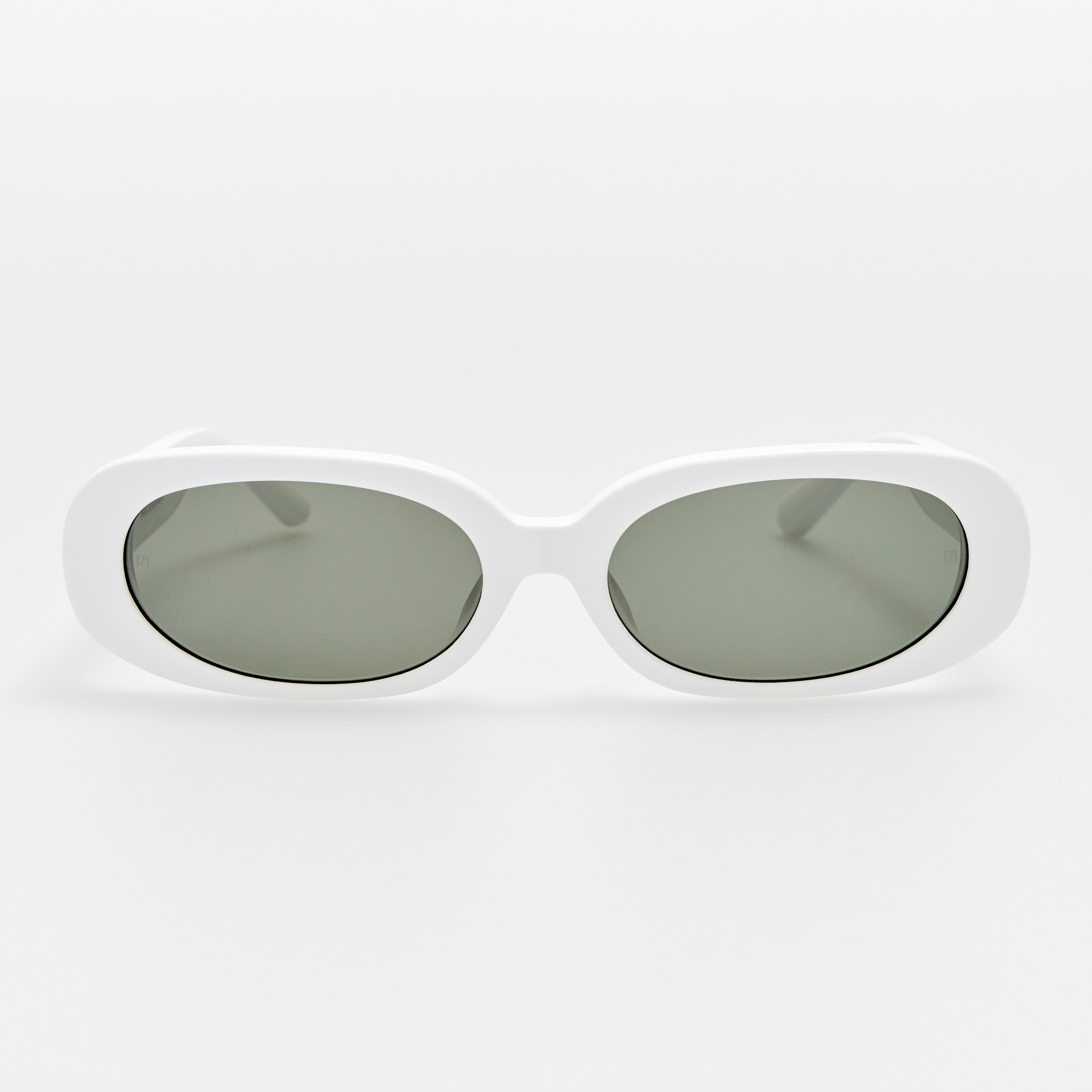 Cara Sunglasses in White with Diamonds and 22k Gold - LINDA FARROW - Sunglasses -