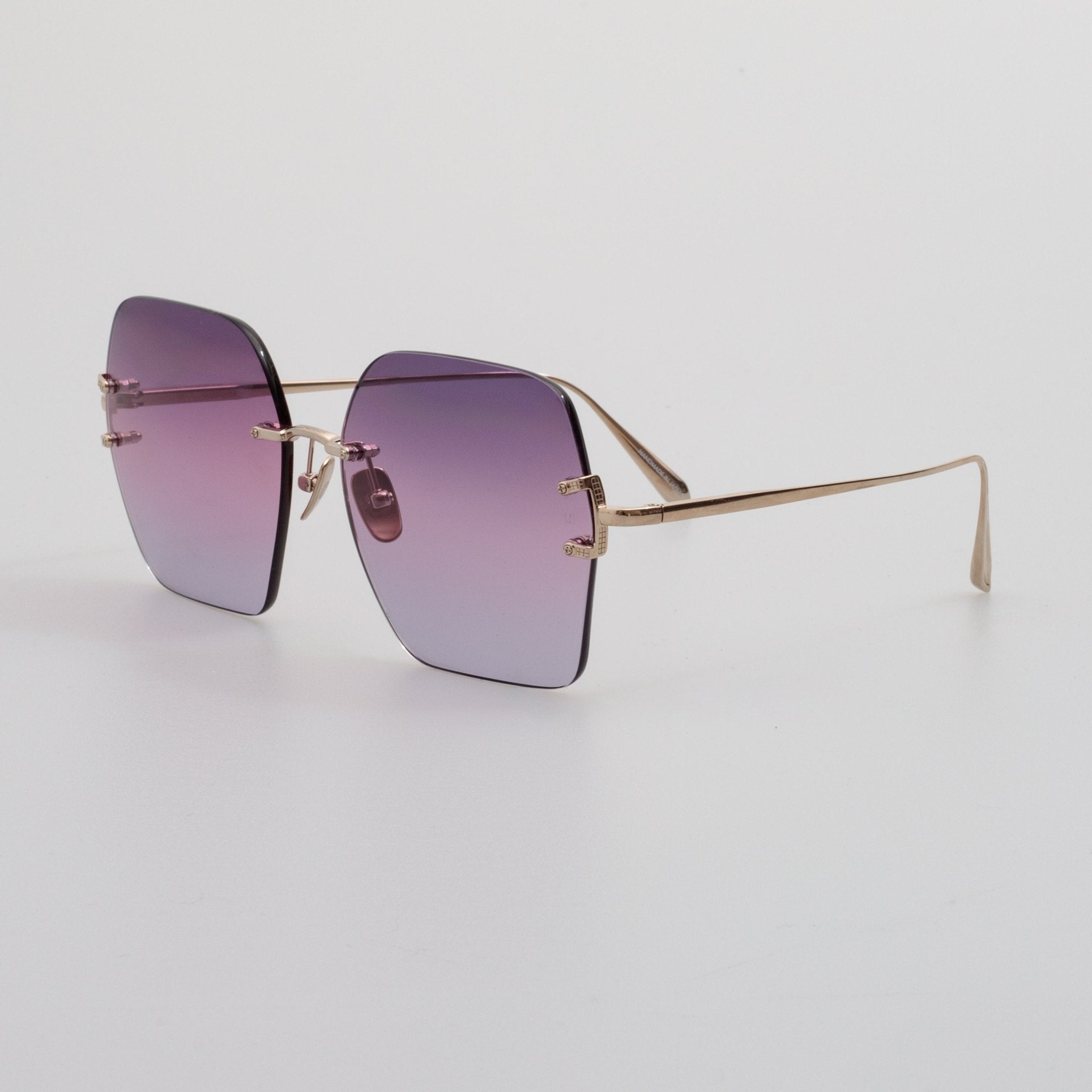 Carina Oversized Sunglasses in 22K Gold and Purple - LINDA FARROW - Sunglasses -