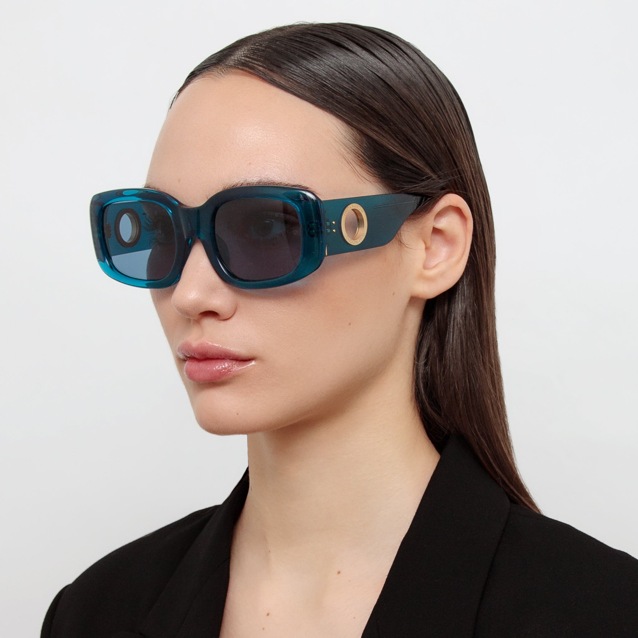 Celeste Oversize Sunglasses in Aqua - LINDA FARROW - Sunglasses -