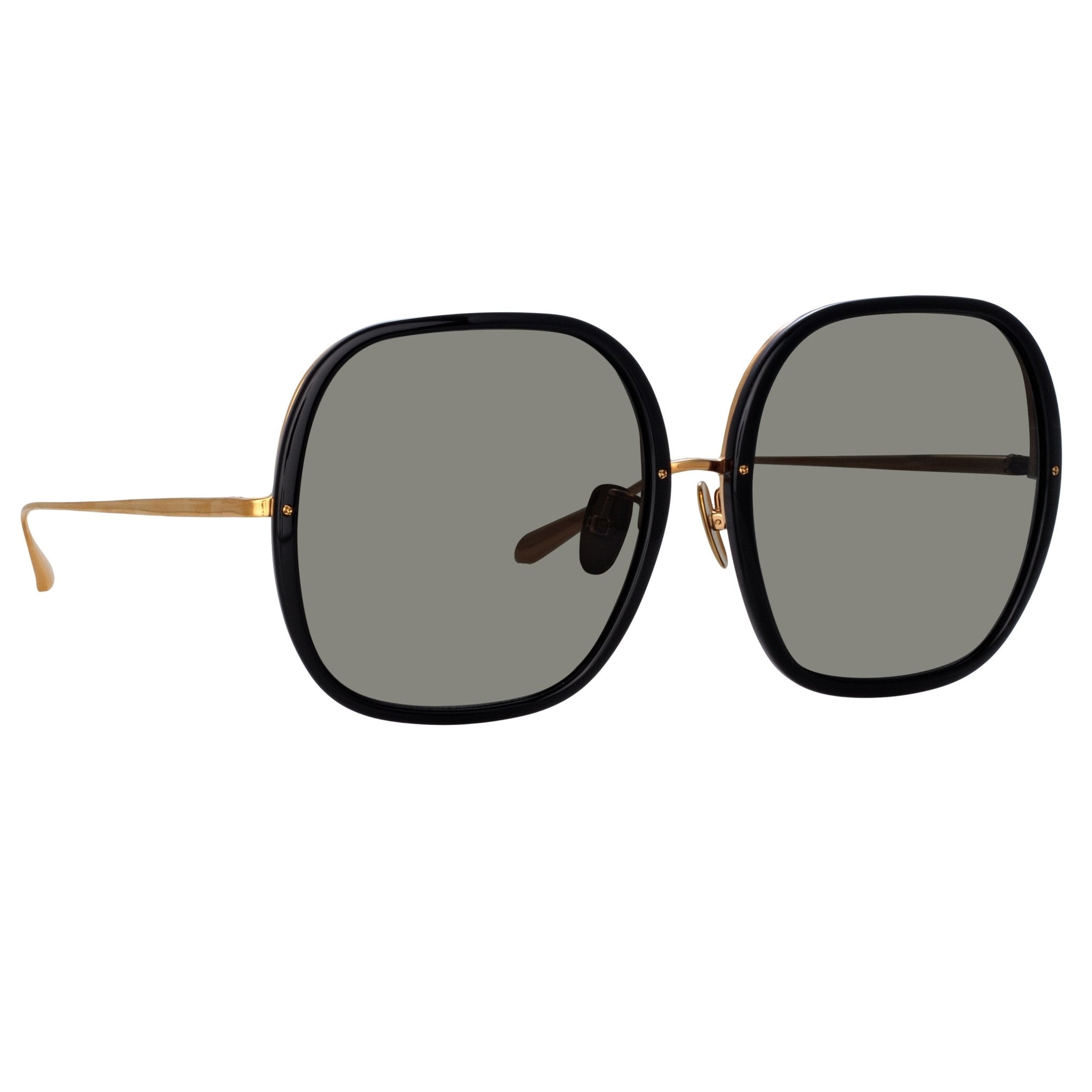 Celia Sunglasses in 22K Gold and Grey - LINDA FARROW - Sunglasses -