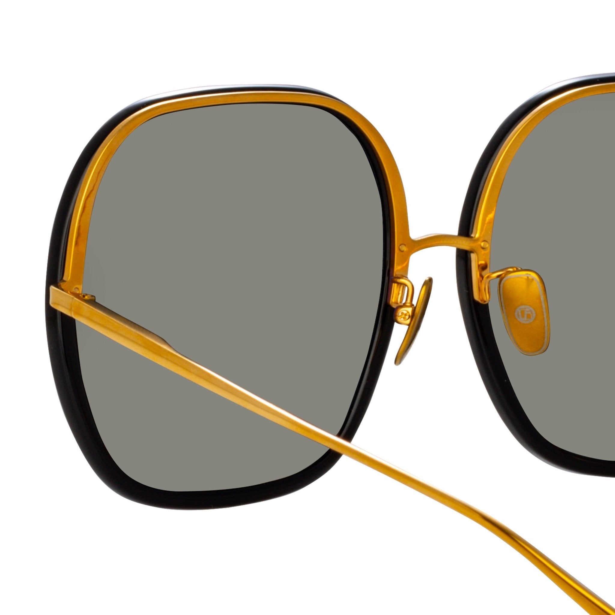 Celia Sunglasses in 22K Gold and Grey - LINDA FARROW - Sunglasses -