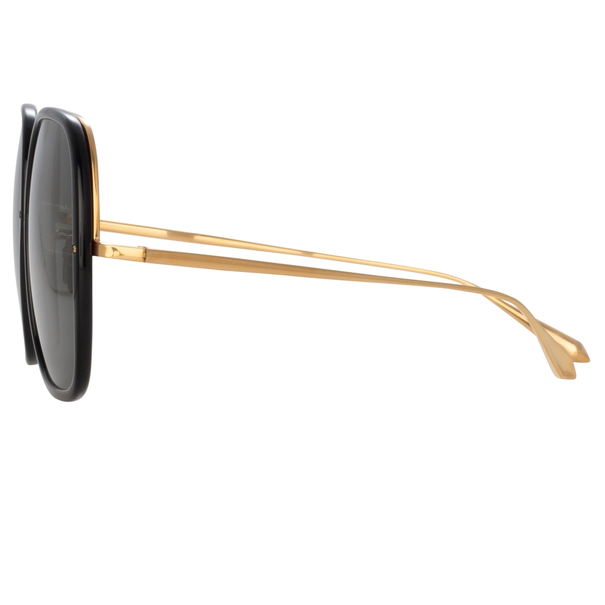 Celia Sunglasses in 22K Gold and Grey - LINDA FARROW - Sunglasses -