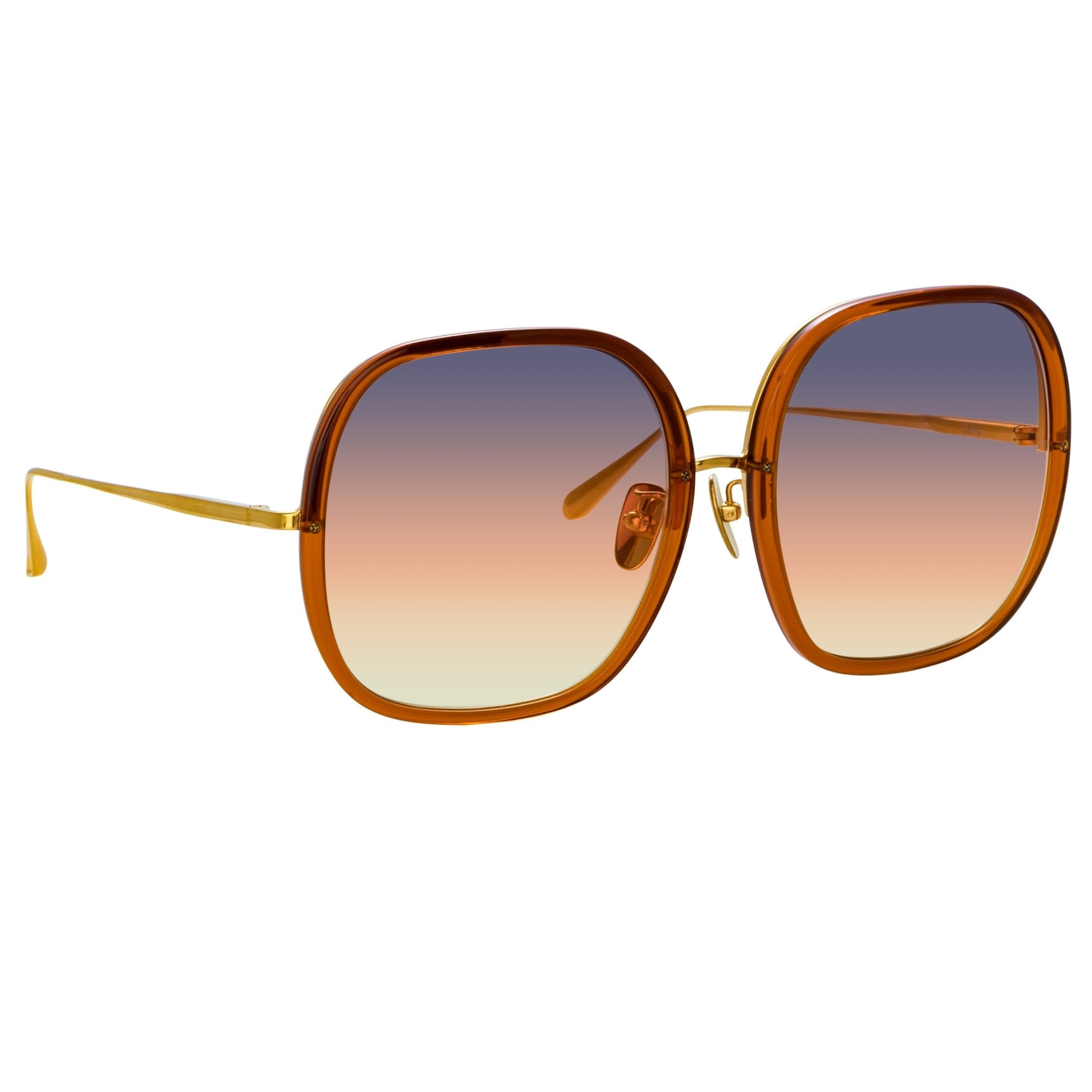 Celia Sunglasses in 22K Gold and Sunset Gradient - LINDA FARROW - Sunglasses -