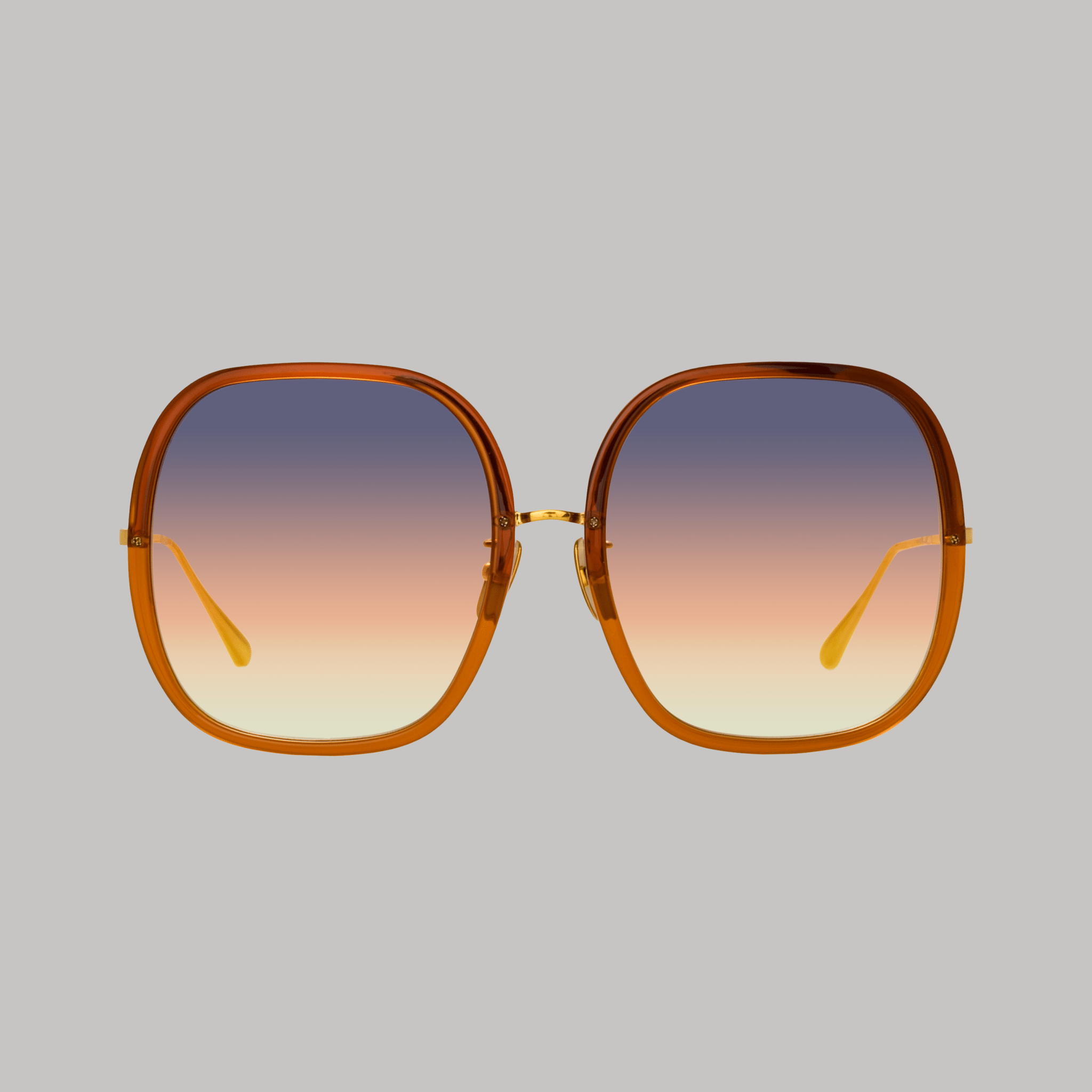 Celia Sunglasses in 22K Gold and Sunset Gradient - LINDA FARROW - Sunglasses -