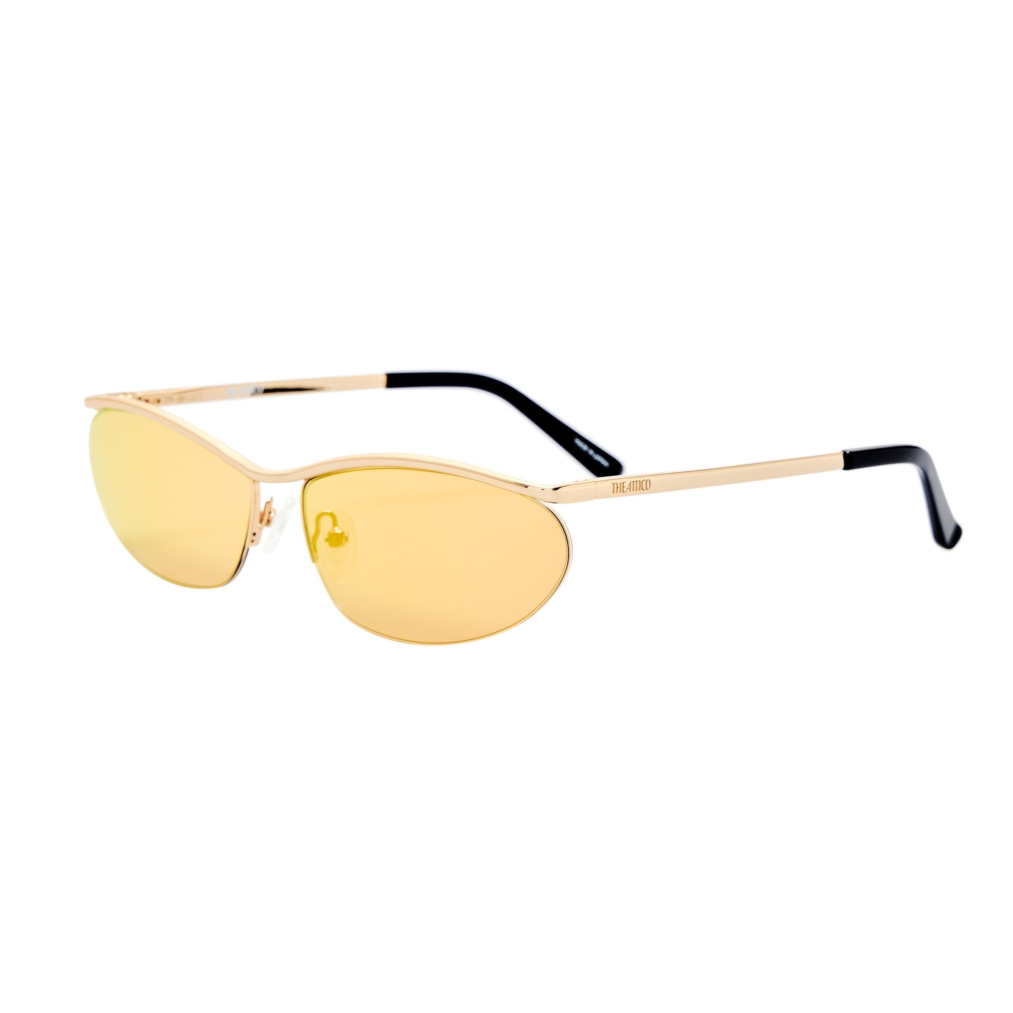 Charlotte Sunglasses in Yellow Gold - LINDA FARROW-Sunglasses-