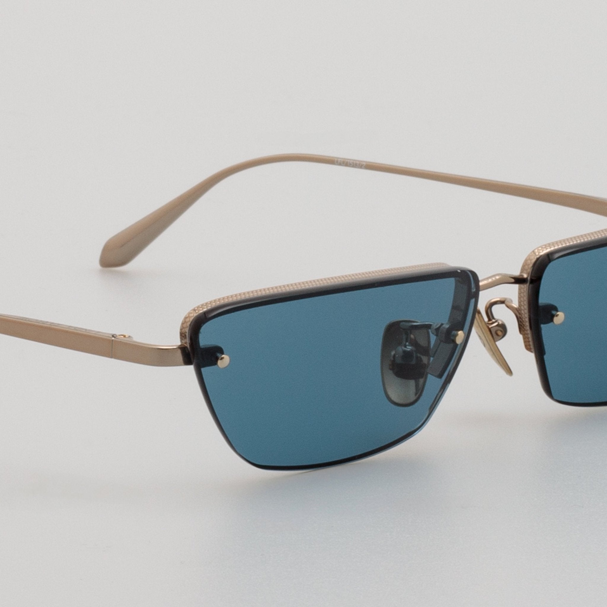 Cleo Sunglasses in 22K Gold and Aqua - LINDA FARROW - Sunglasses -