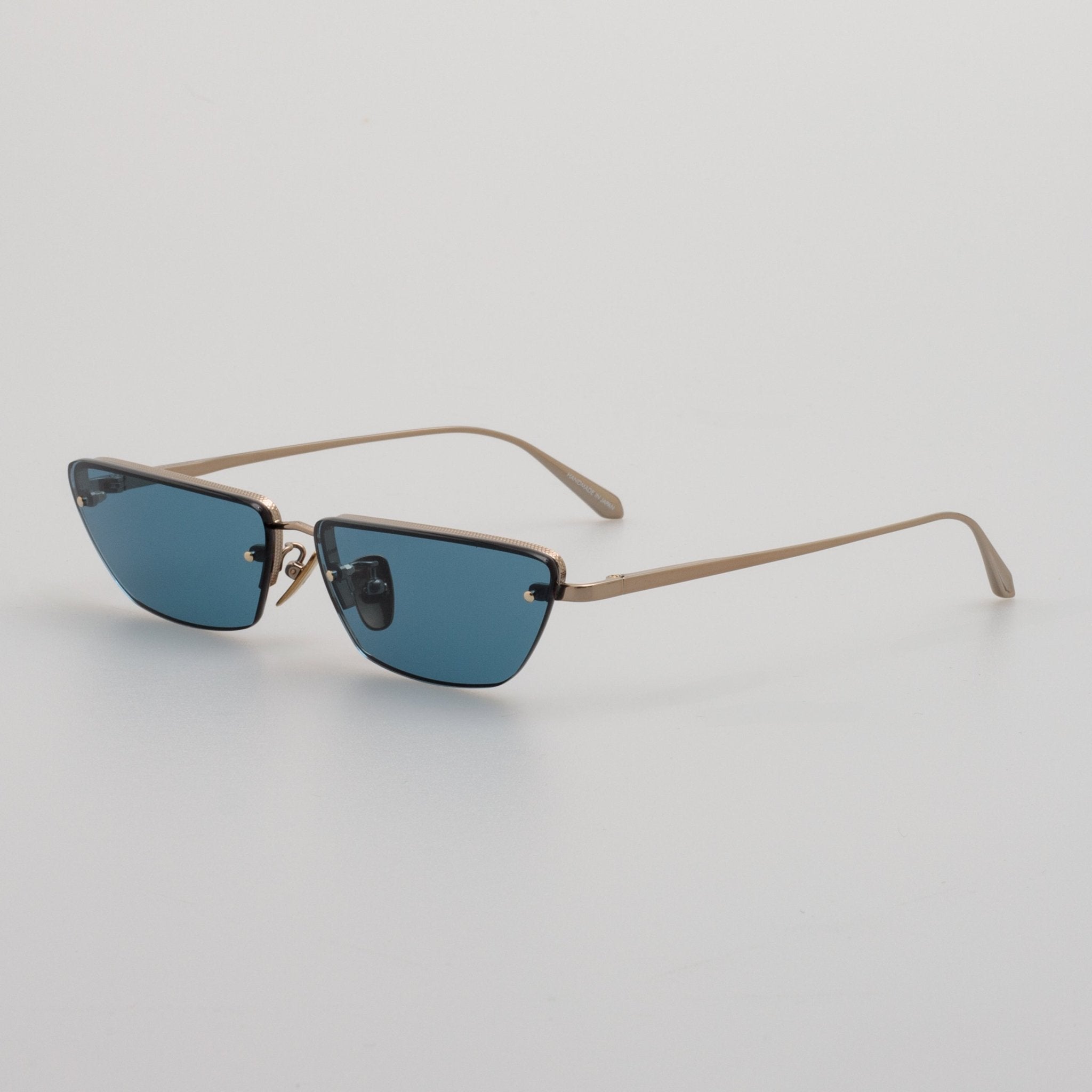 Cleo Sunglasses in 22K Gold and Aqua - LINDA FARROW - Sunglasses -