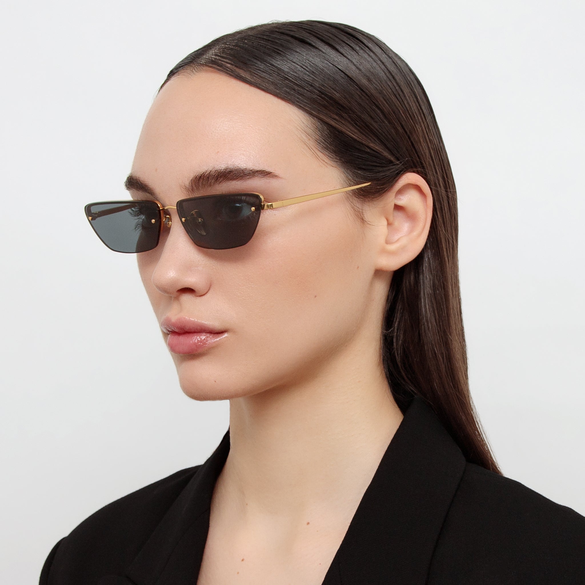 Cleo Sunglasses in 22K gold and Grey - LINDA FARROW - Sunglasses -