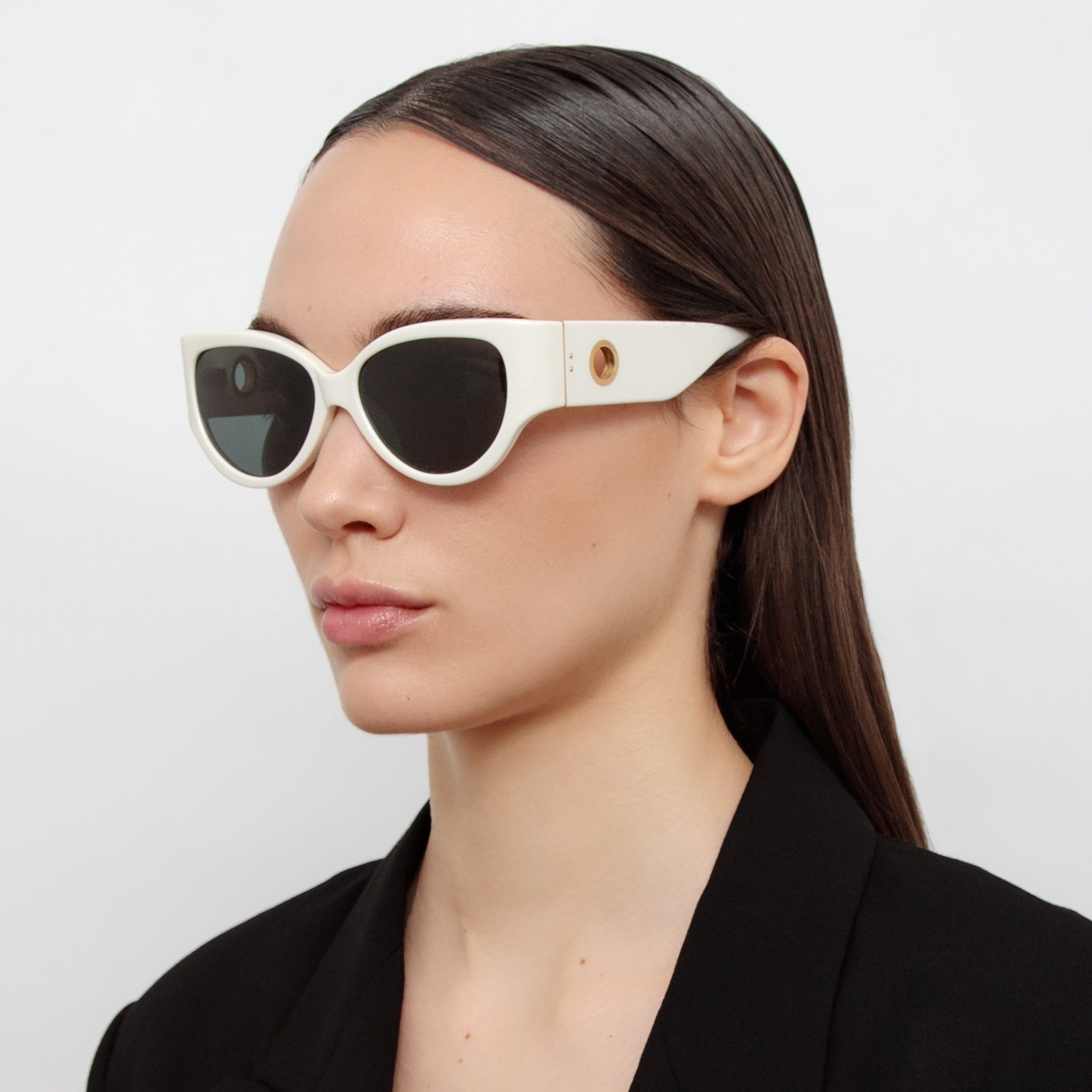 Connie Sunglasses in White - LINDA FARROW - Sunglasses -