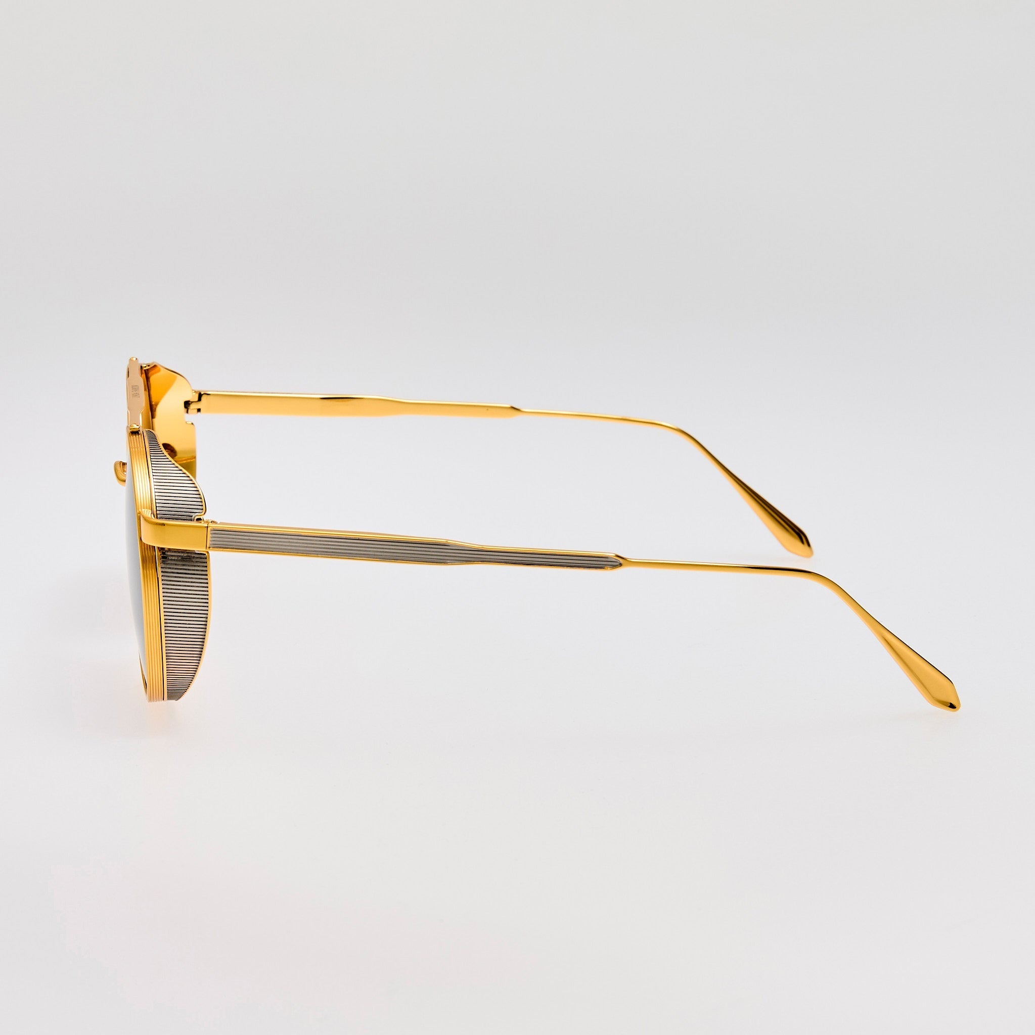 Conor Sunglasses in 22K Gold and Grey - LINDA FARROW - Sunglasses -