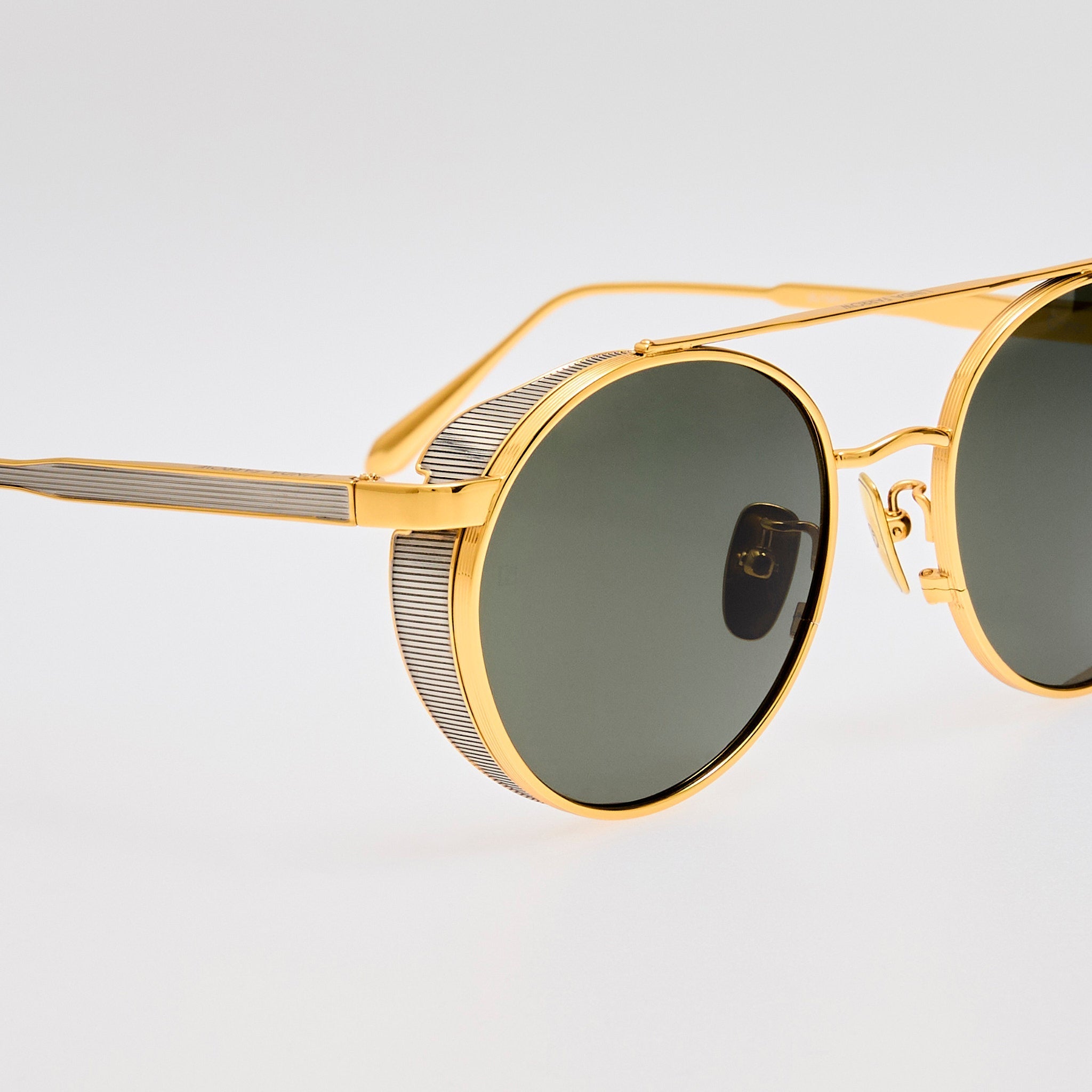 Conor Sunglasses in 22K Gold and Grey - LINDA FARROW - Sunglasses -