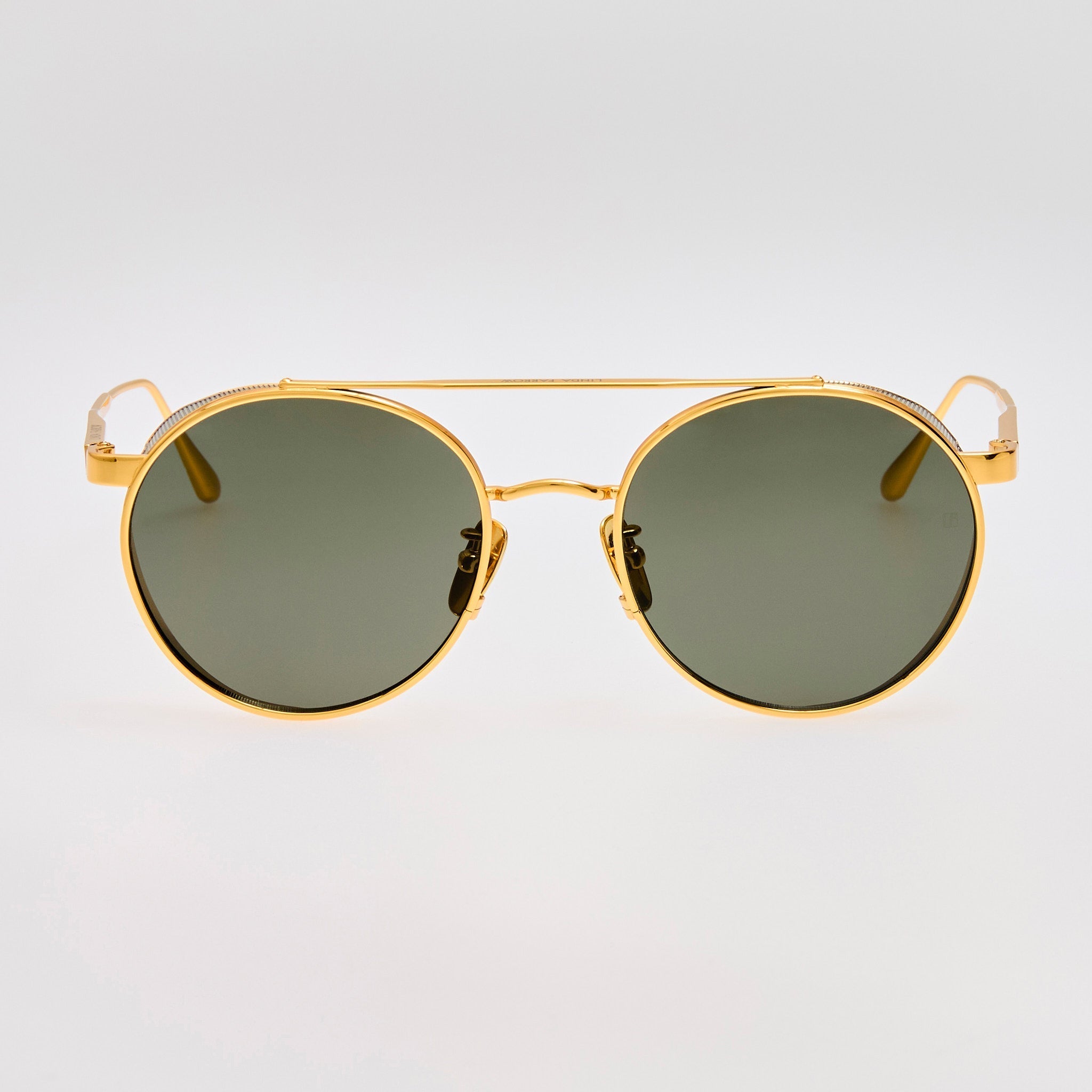 Conor Sunglasses in 22K Gold and Grey - LINDA FARROW - Sunglasses -