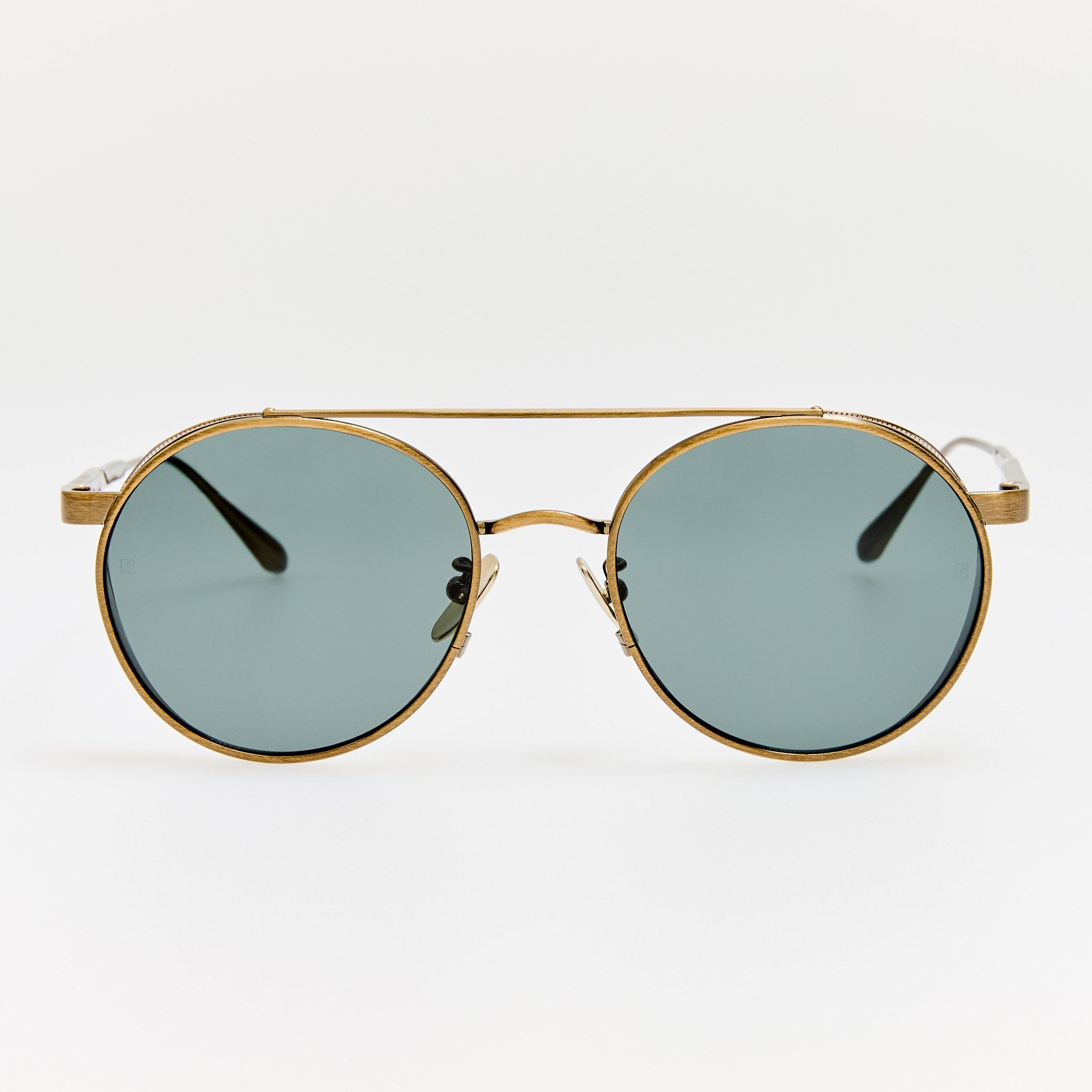 Conor Sunglasses in Antique Gold and Green - LINDA FARROW-Sunglasses-
