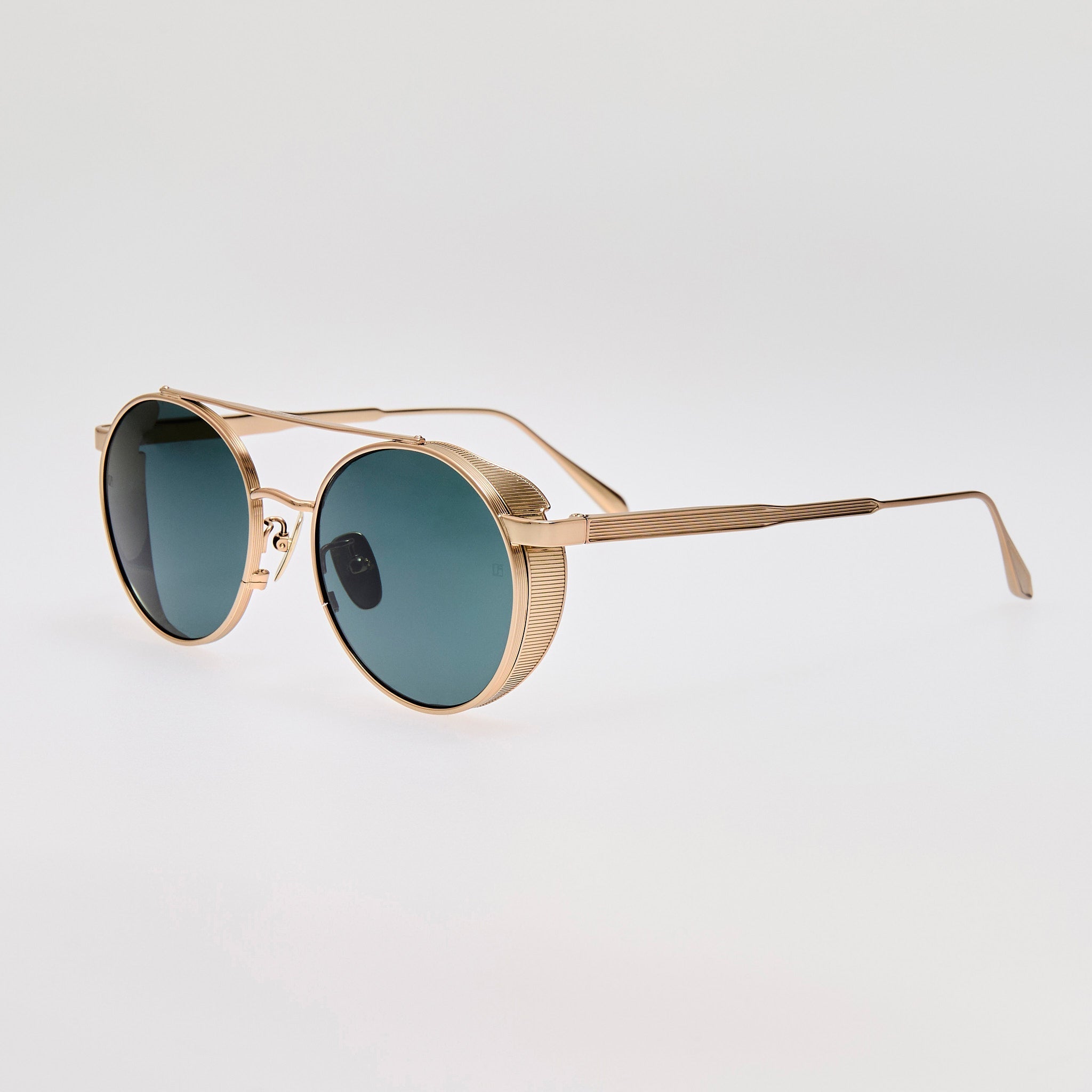 Conor Sunglasses in Green and 22K Gold - LINDA FARROW - Sunglasses -