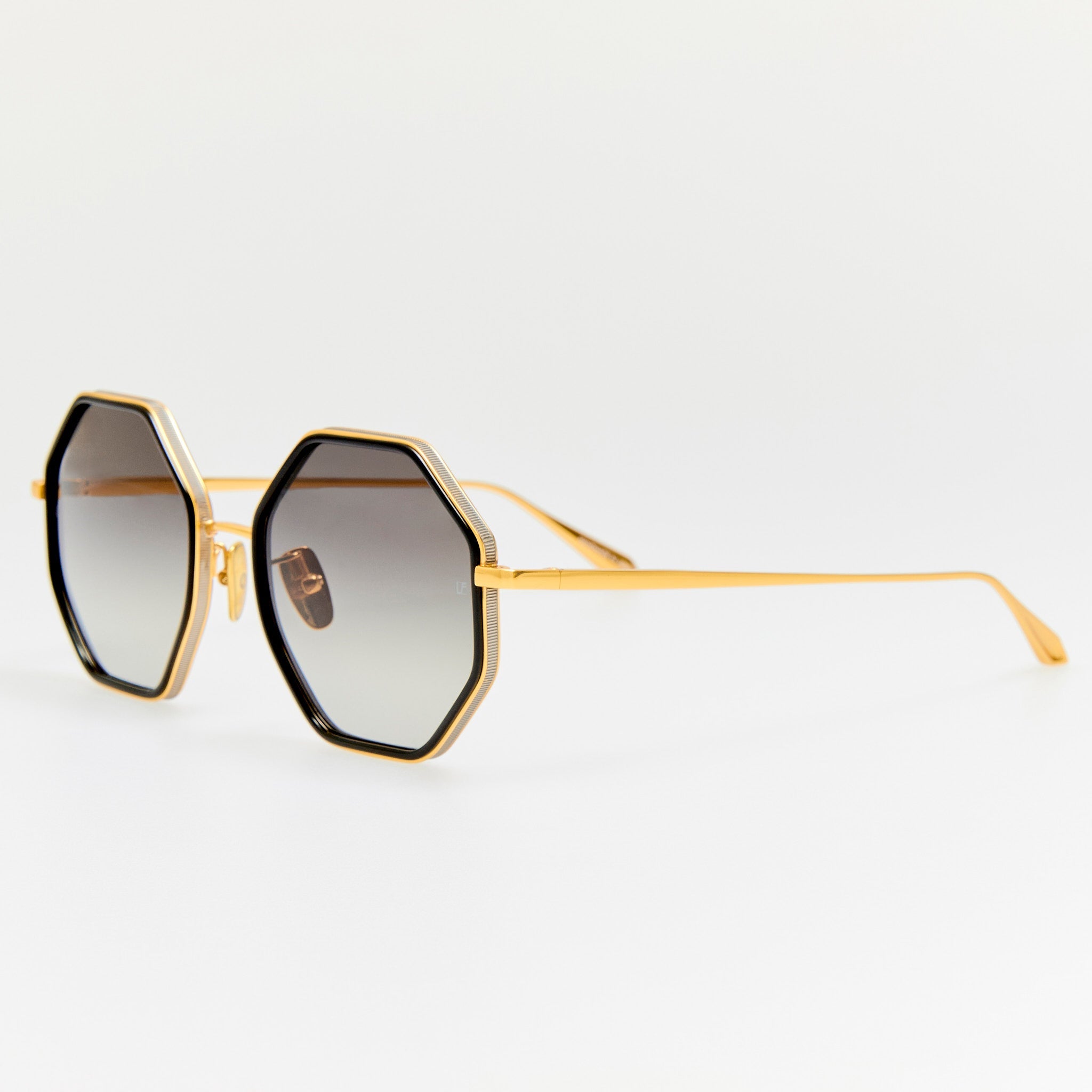 Coraline Sunglasses in 22K Gold and Grey - LINDA FARROW - Sunglasses -