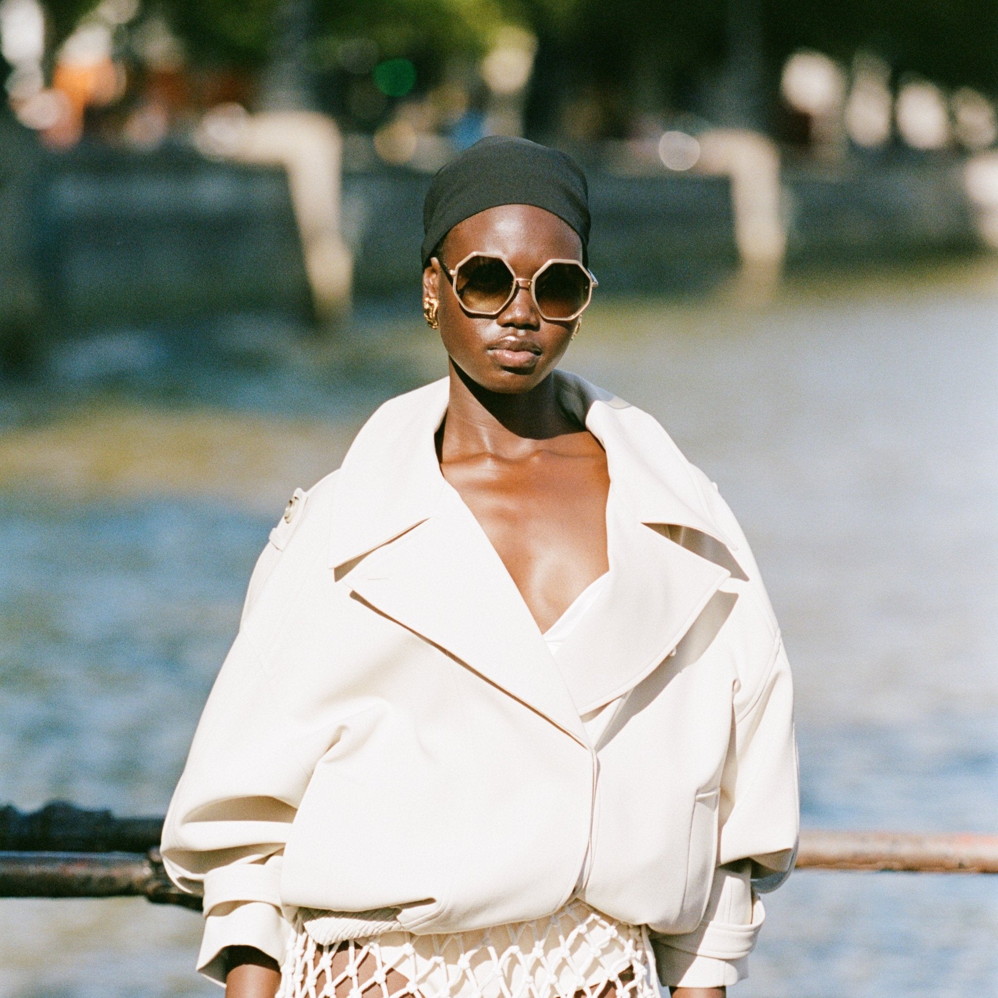 Coraline Sunglasses in Matt Champagne and Mocha - LINDA FARROW-Sunglasses-