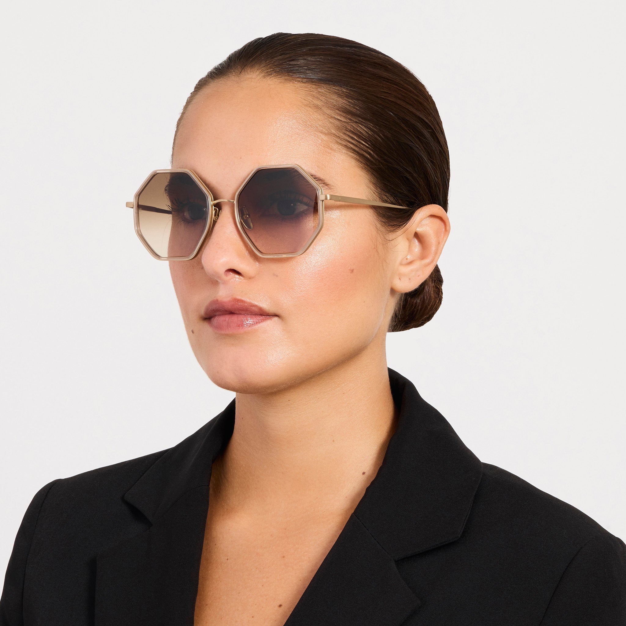 Coraline Sunglasses in Matt Champagne and Mocha - LINDA FARROW - Sunglasses -
