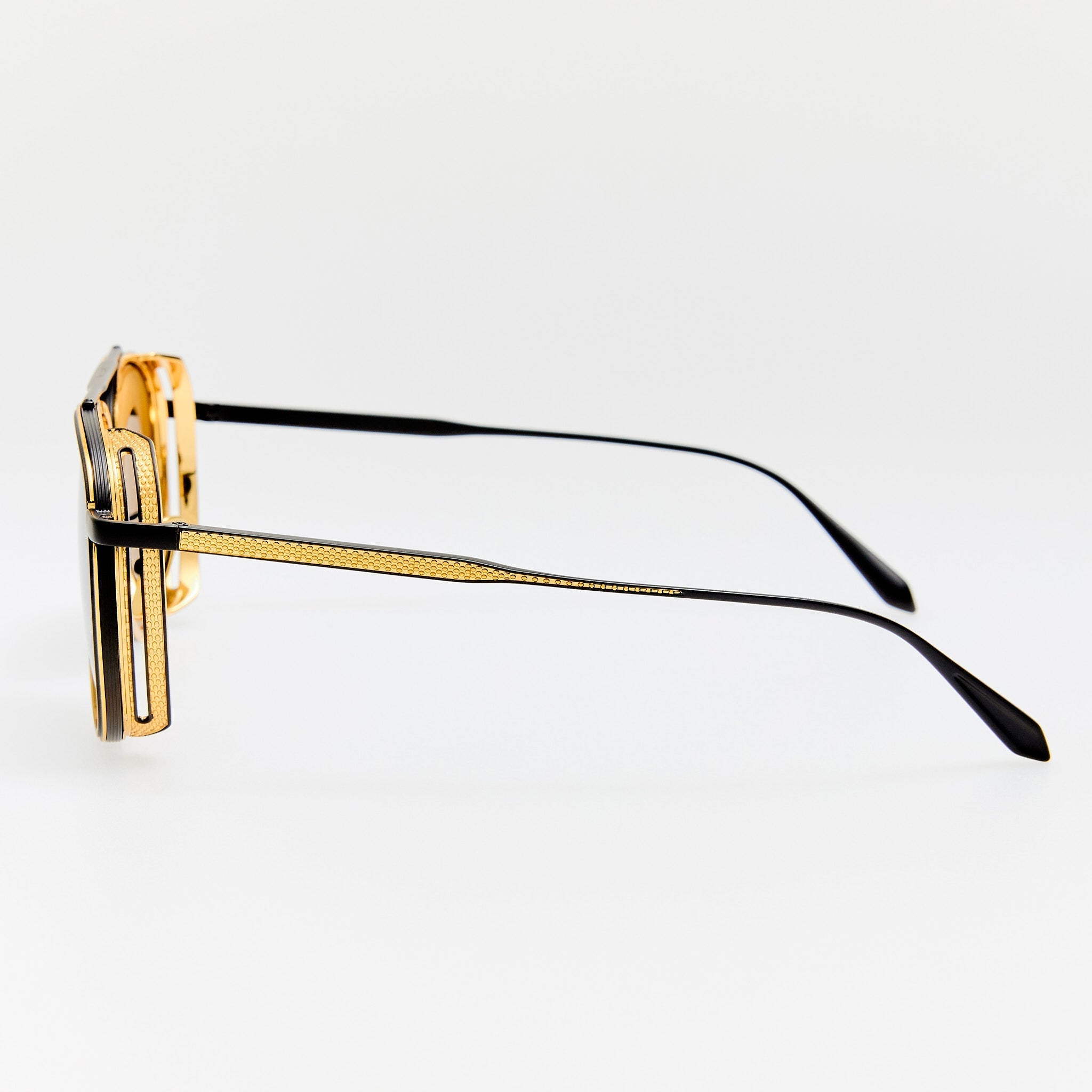 Cortes Sunglasses in Matt Nickel and 22K Gold - LINDA FARROW - Sunglasses -