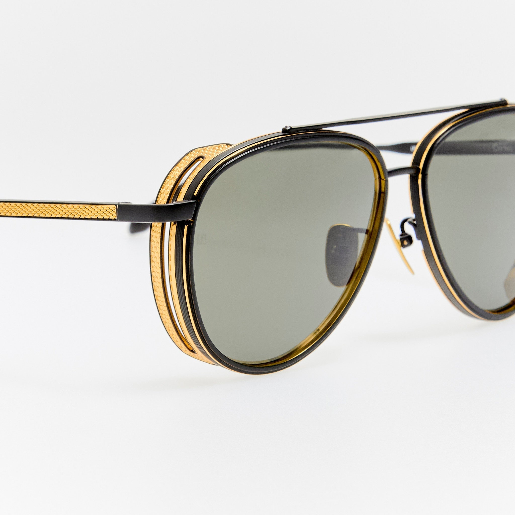 Cortes Sunglasses in Matt Nickel and 22K Gold - LINDA FARROW - Sunglasses -