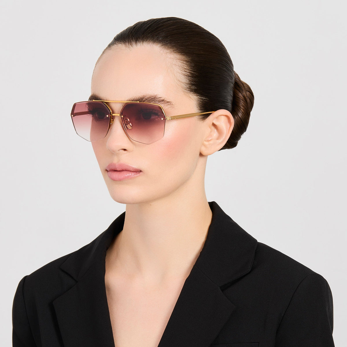 Crosby Sunglasses in 22K Gold and Red - LINDA FARROW-Sunglasses-