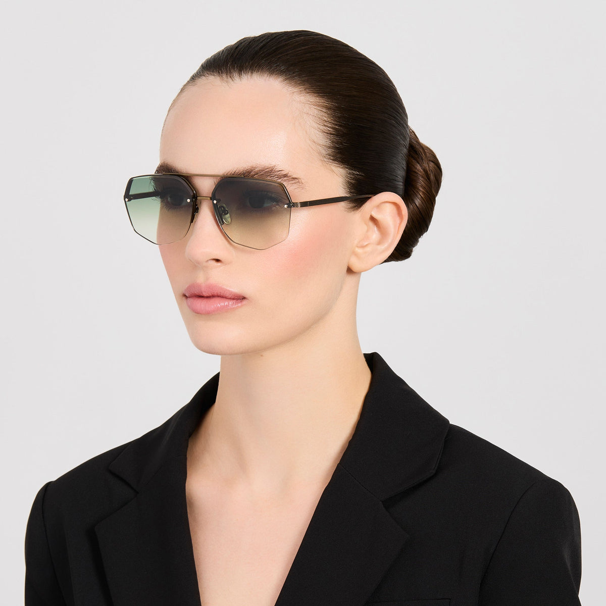 Crosby Sunglasses in Antique Gold and Green - LINDA FARROW-Sunglasses-