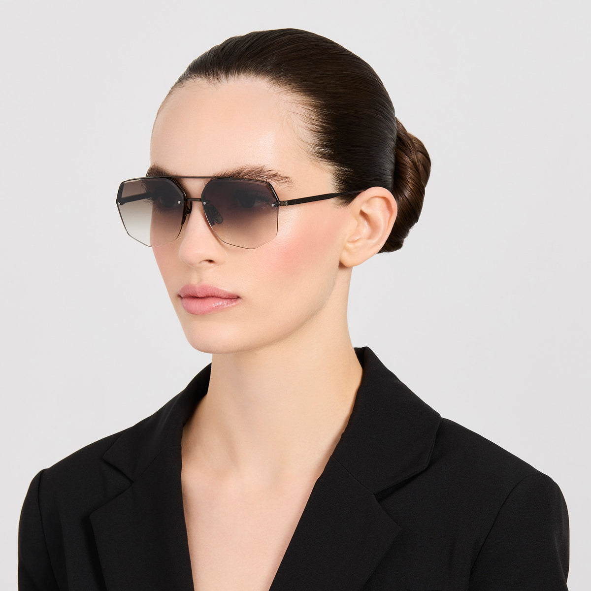 Crosby Sunglasses in Matt Nickel and Mocha - LINDA FARROW-Sunglasses-