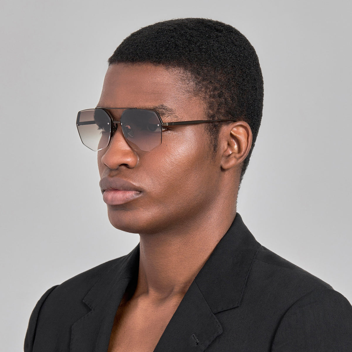 Crosby Sunglasses in Matt Nickel and Mocha - LINDA FARROW-Sunglasses-