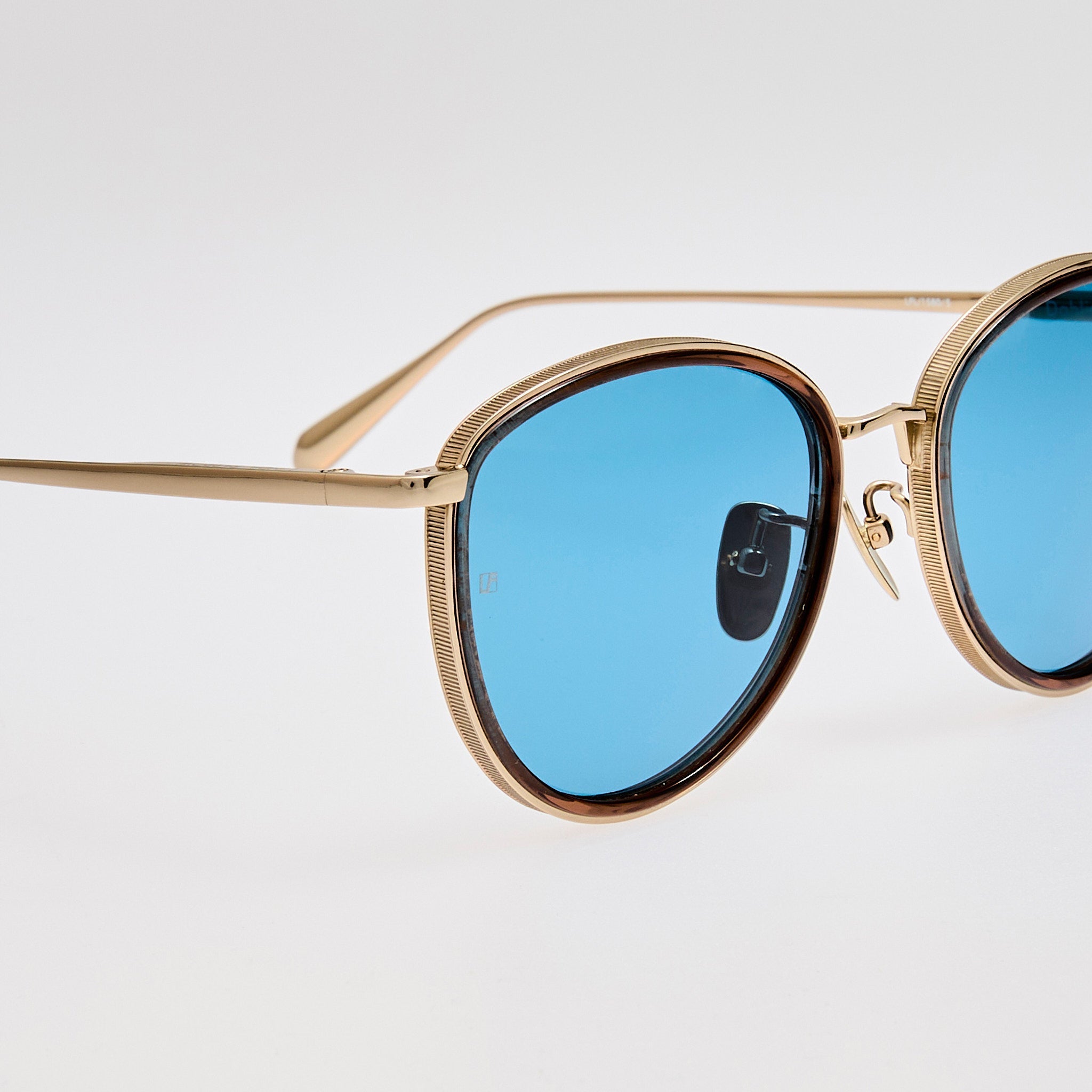 Dahlia Sunglasses in 22K Gold and Aqua - LINDA FARROW - Sunglasses -