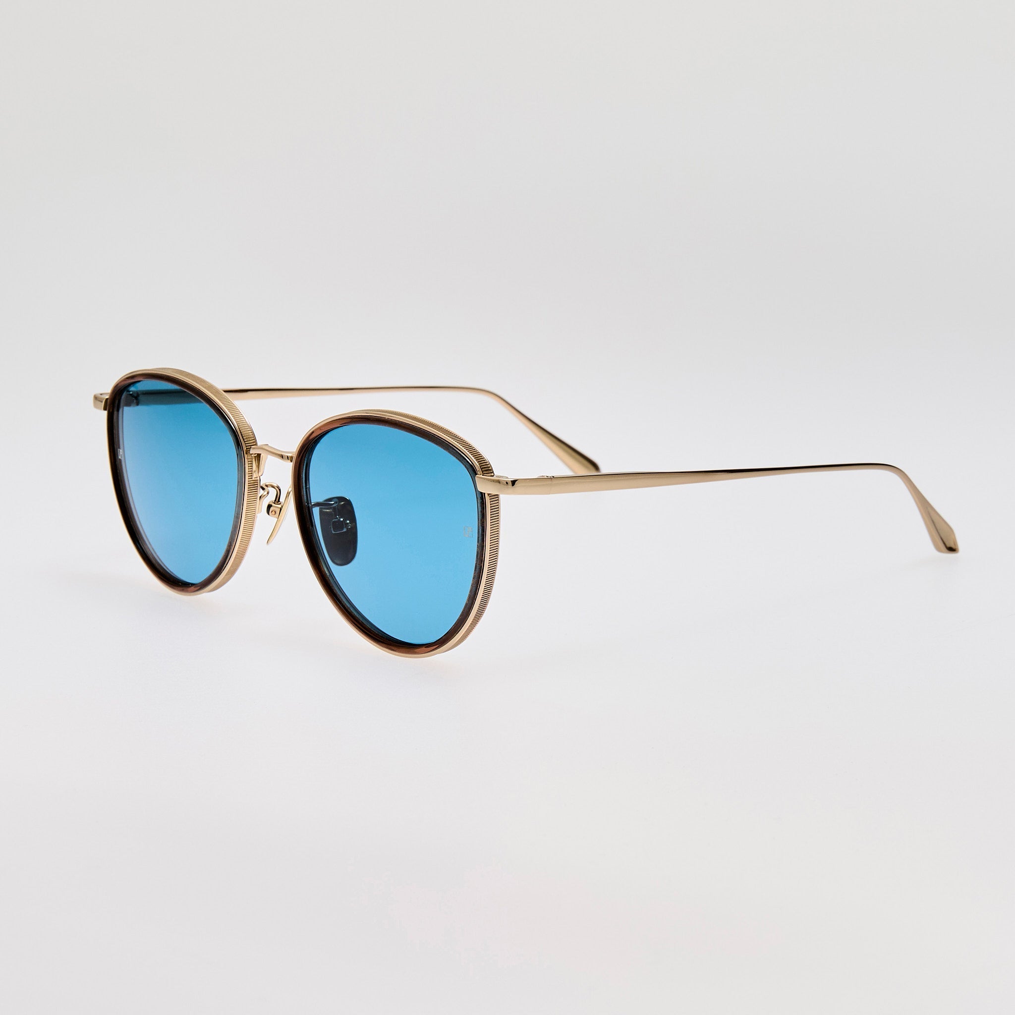 Dahlia Sunglasses in 22K Gold and Aqua - LINDA FARROW - Sunglasses -