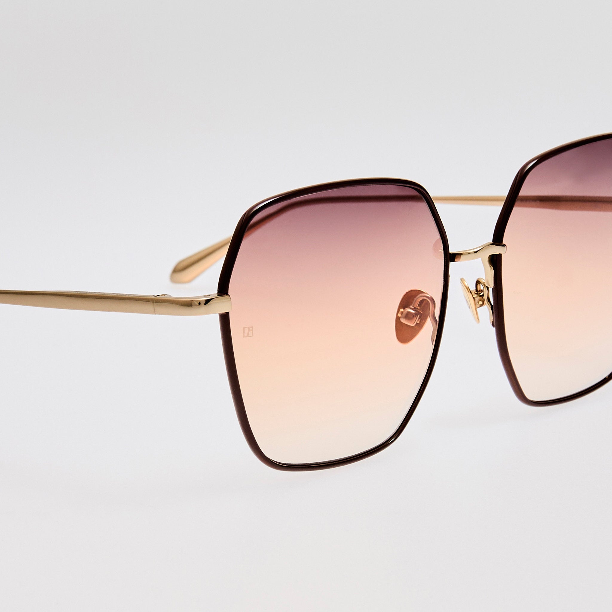 Darcie Sunglasses in 22K Gold and Ash - LINDA FARROW - Sunglasses -