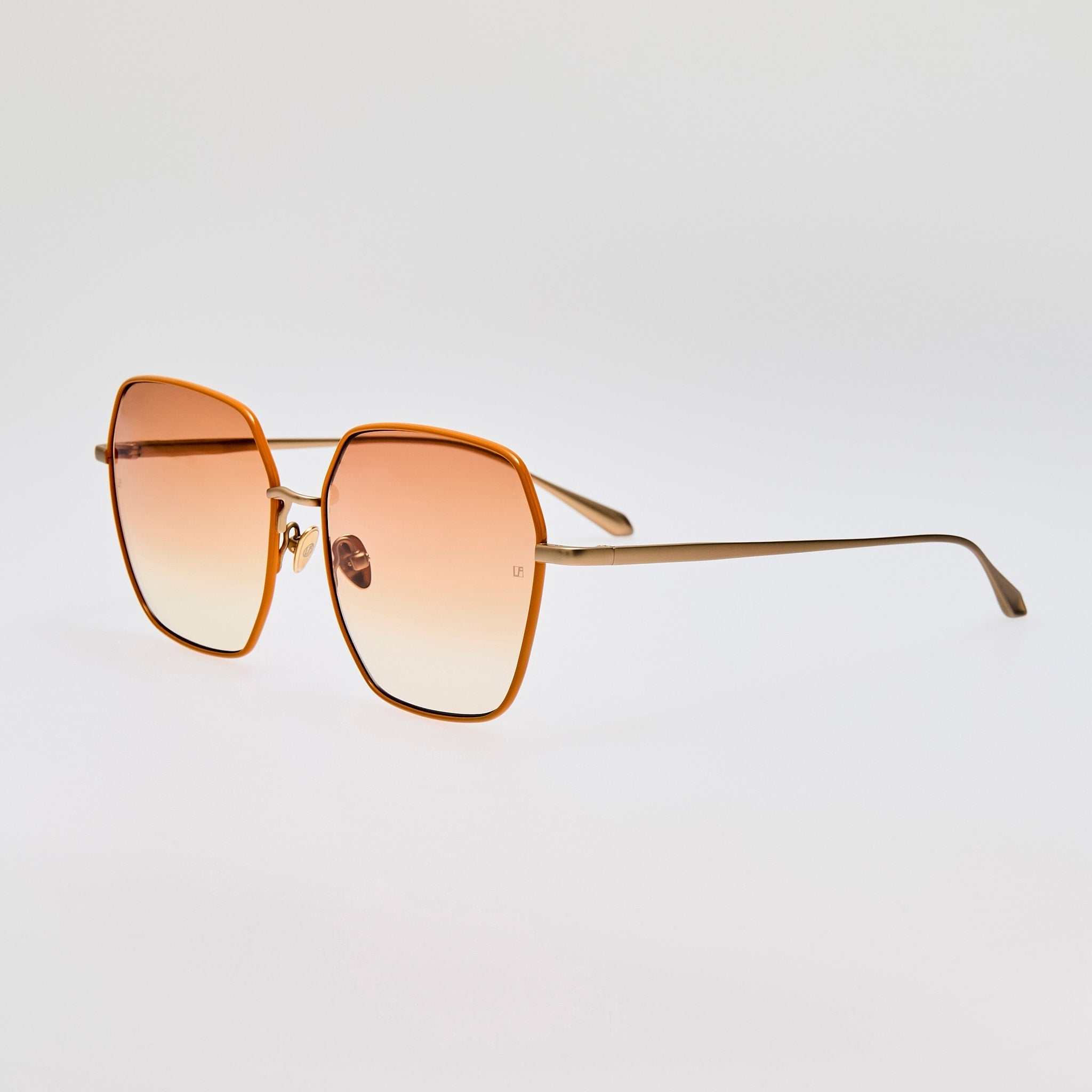 Darcie Sunglasses in 22K Gold and Camel - LINDA FARROW - Sunglasses -