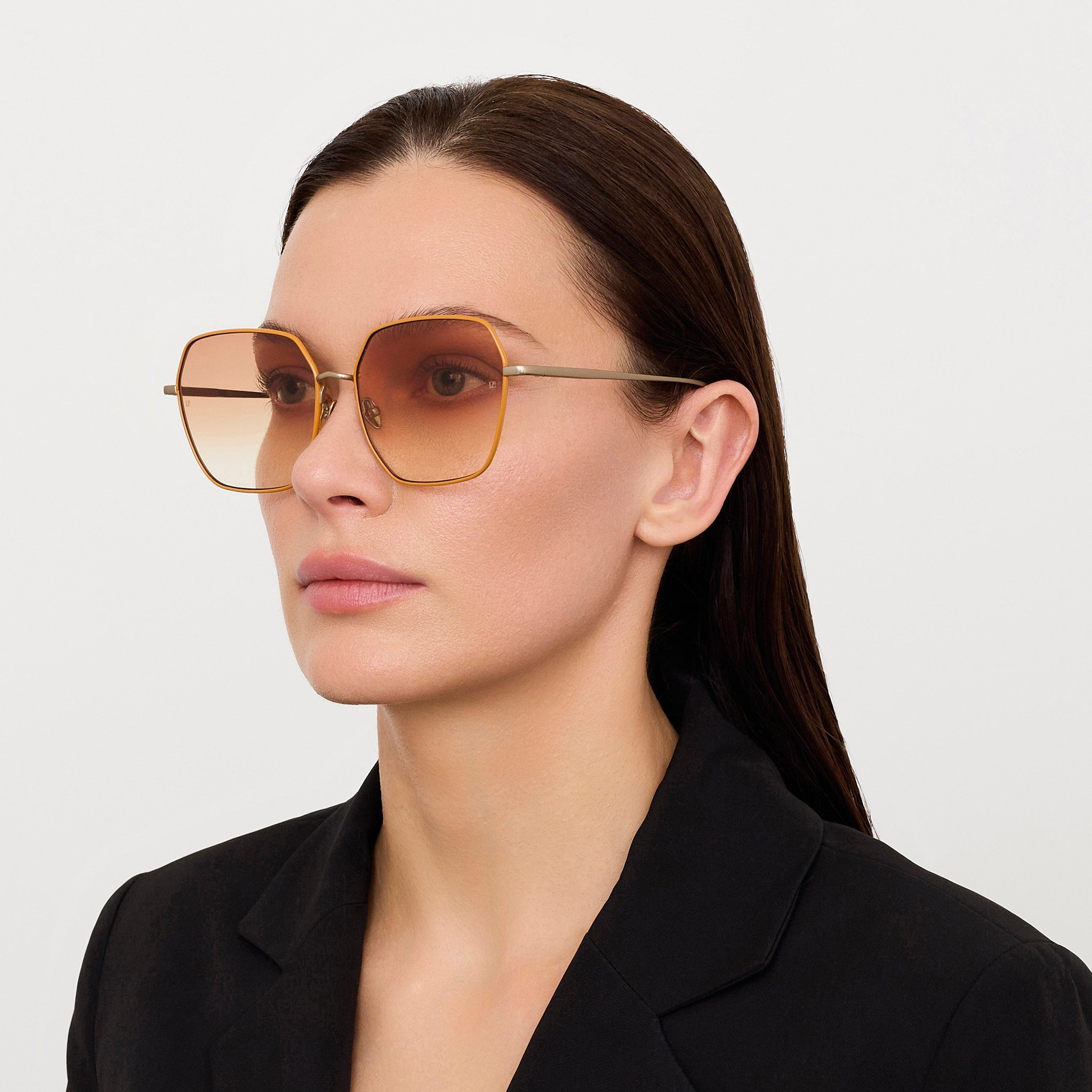 Darcie Sunglasses in 22K Gold and Camel - LINDA FARROW - Sunglasses -