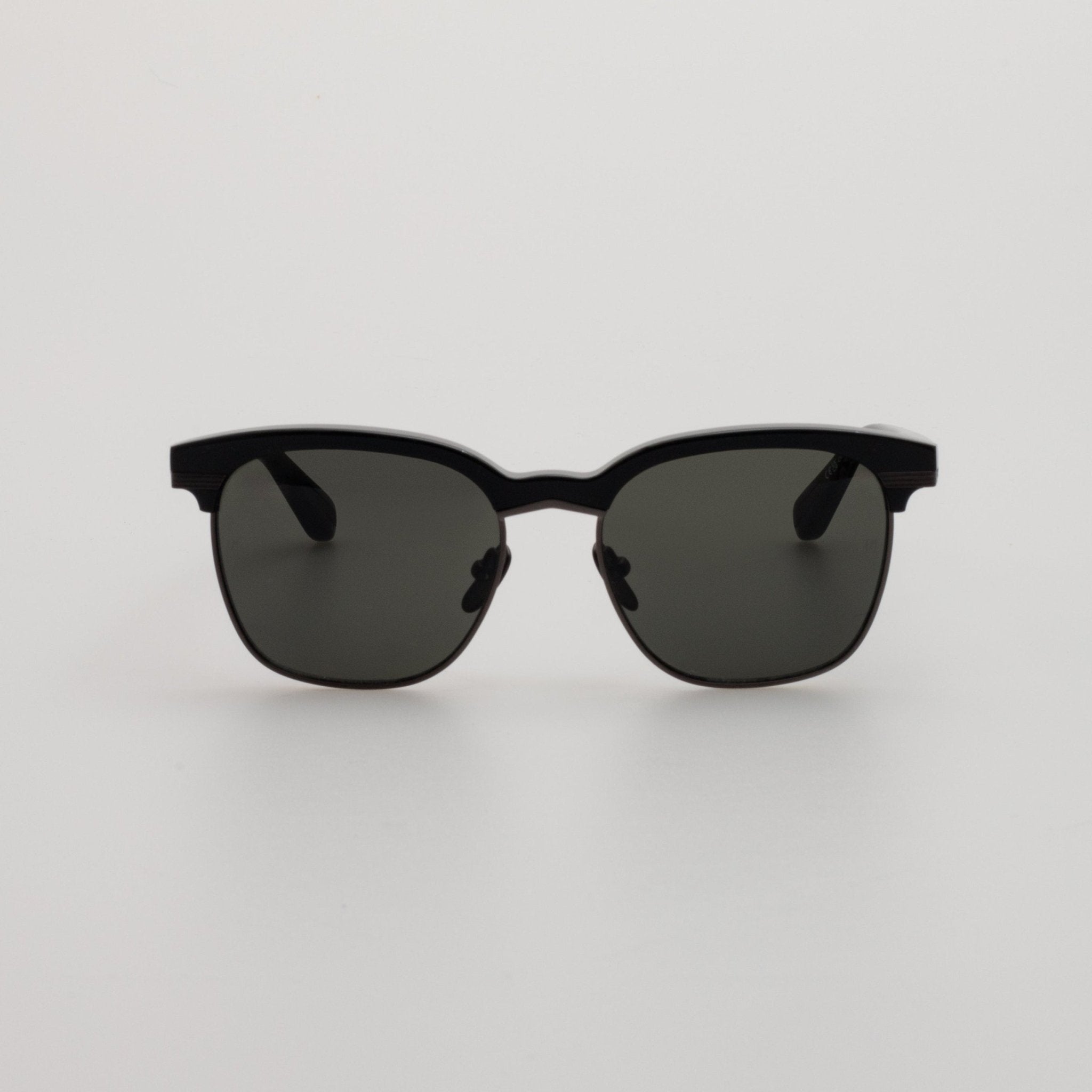 Darin Sunglasses in Black Matt Nickel - LINDA FARROW - Sunglasses -