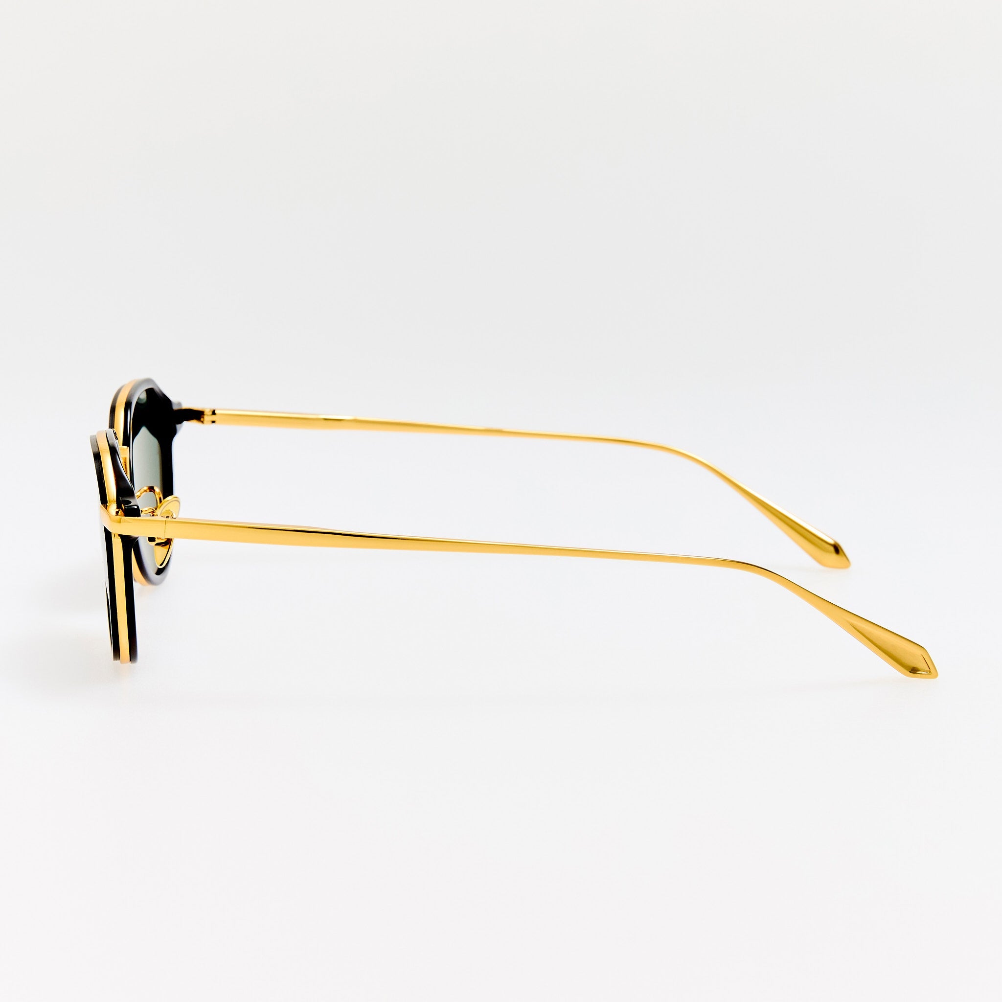 Dellal Sunglasses in 22K Gold and Black - LINDA FARROW - Sunglasses -