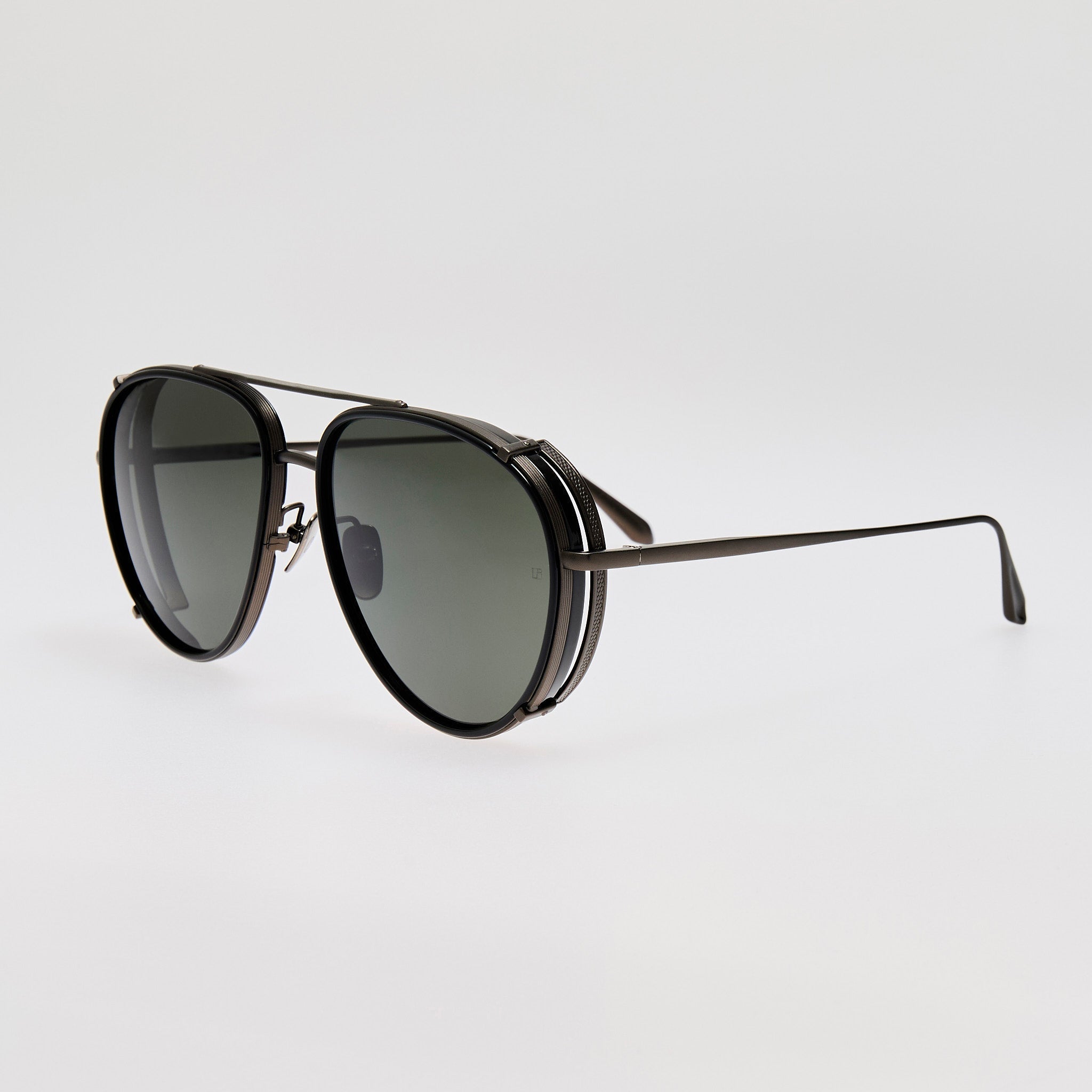 Dimitri Sungllsses in Black Matt Nickel - LINDA FARROW - Sunglasses -