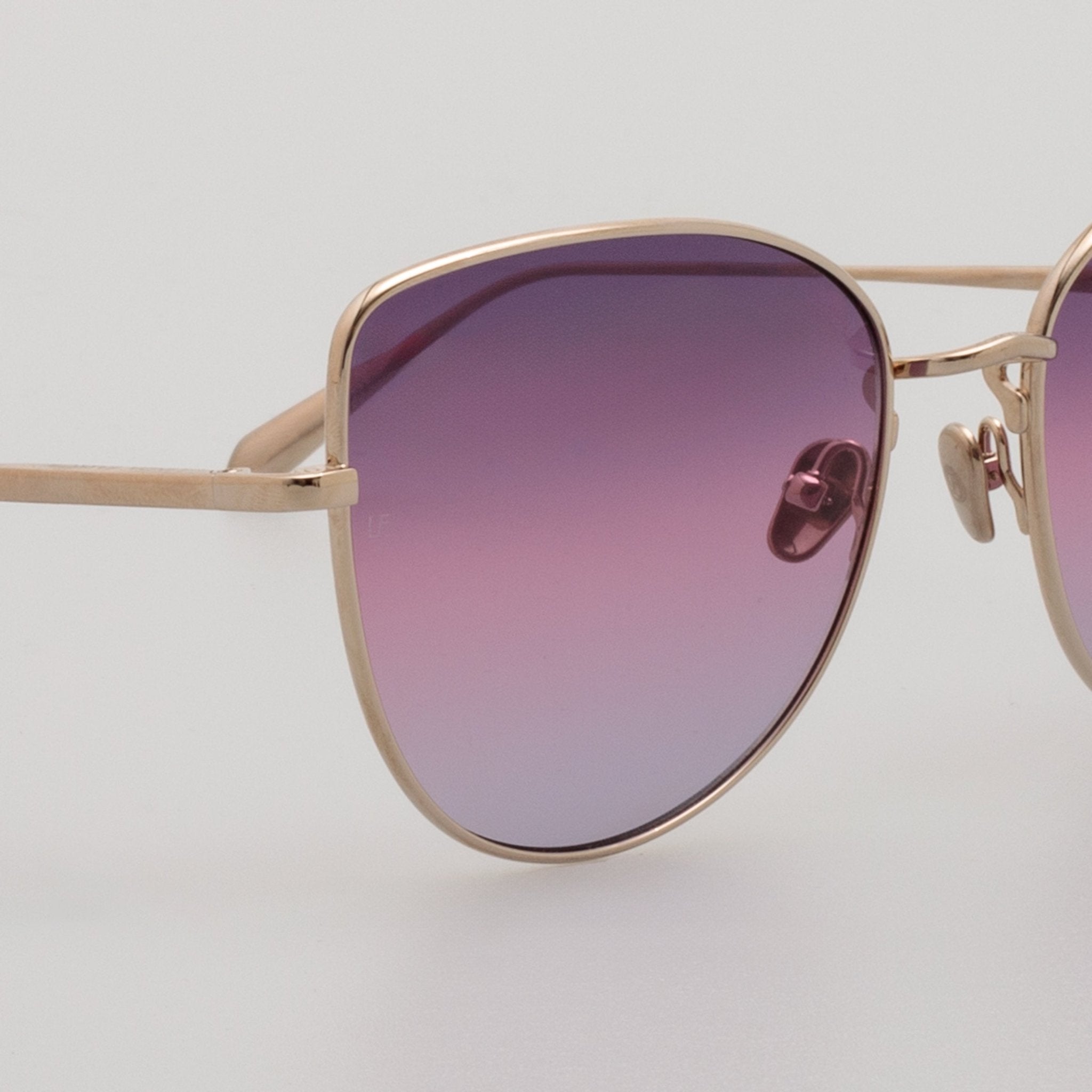 Eloise Cat Eye Sunglasses in 22K Gold and Purple - LINDA FARROW - Sunglasses -