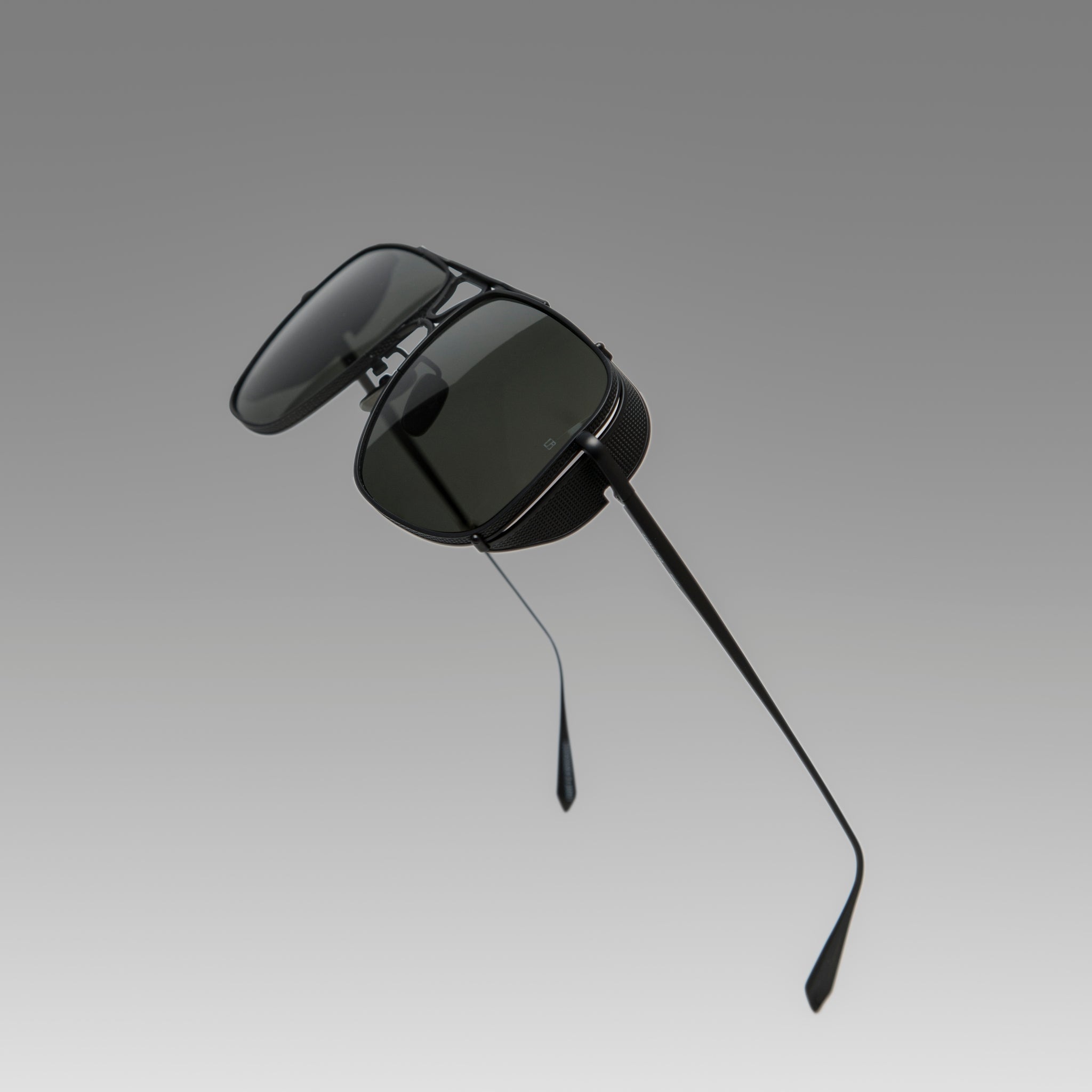 Enzo Sunglasses in Matt Black Nickel - LINDA FARROW - Sunglasses -