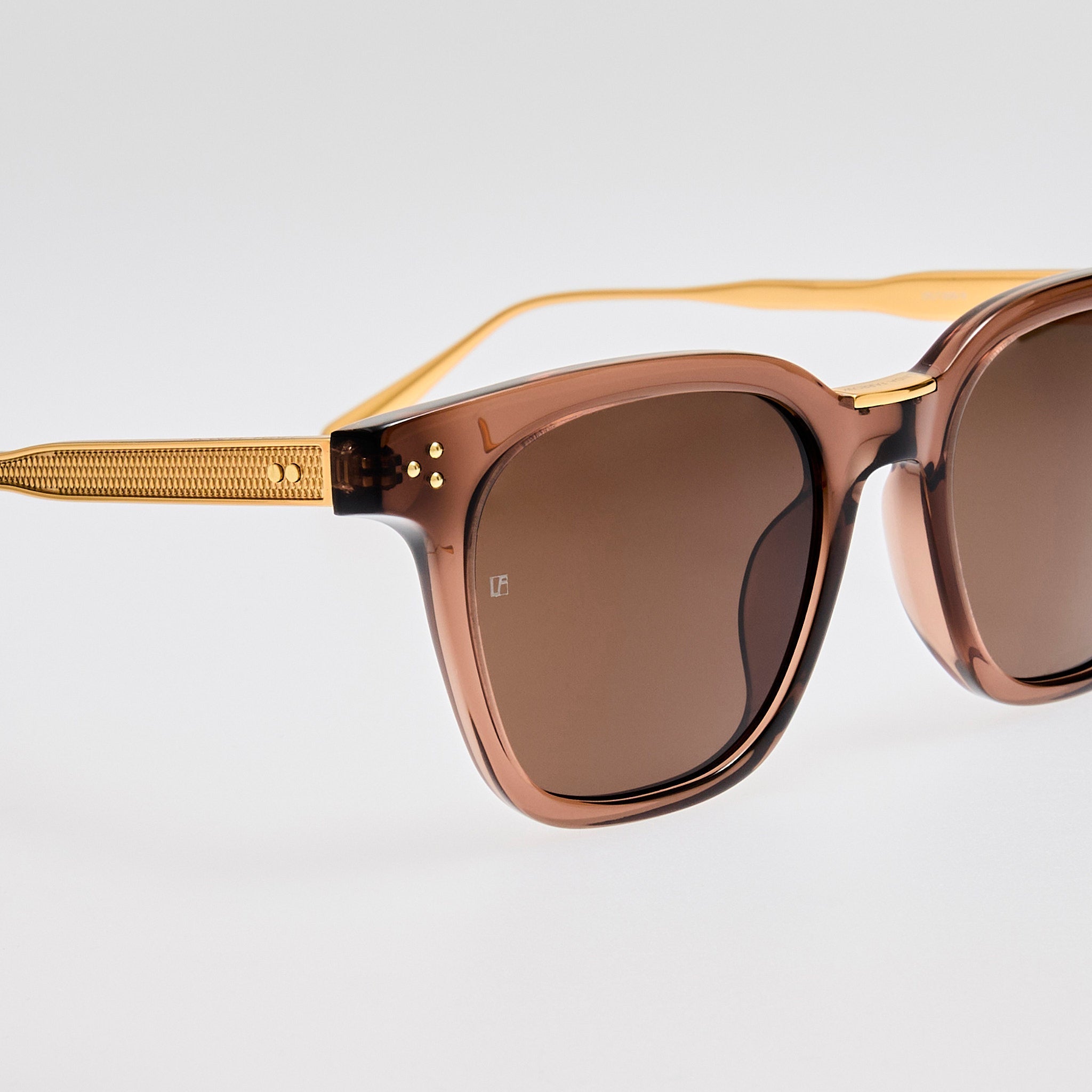 Evan Sunglasses in 22K Gold and Brown - LINDA FARROW - Sunglasses -