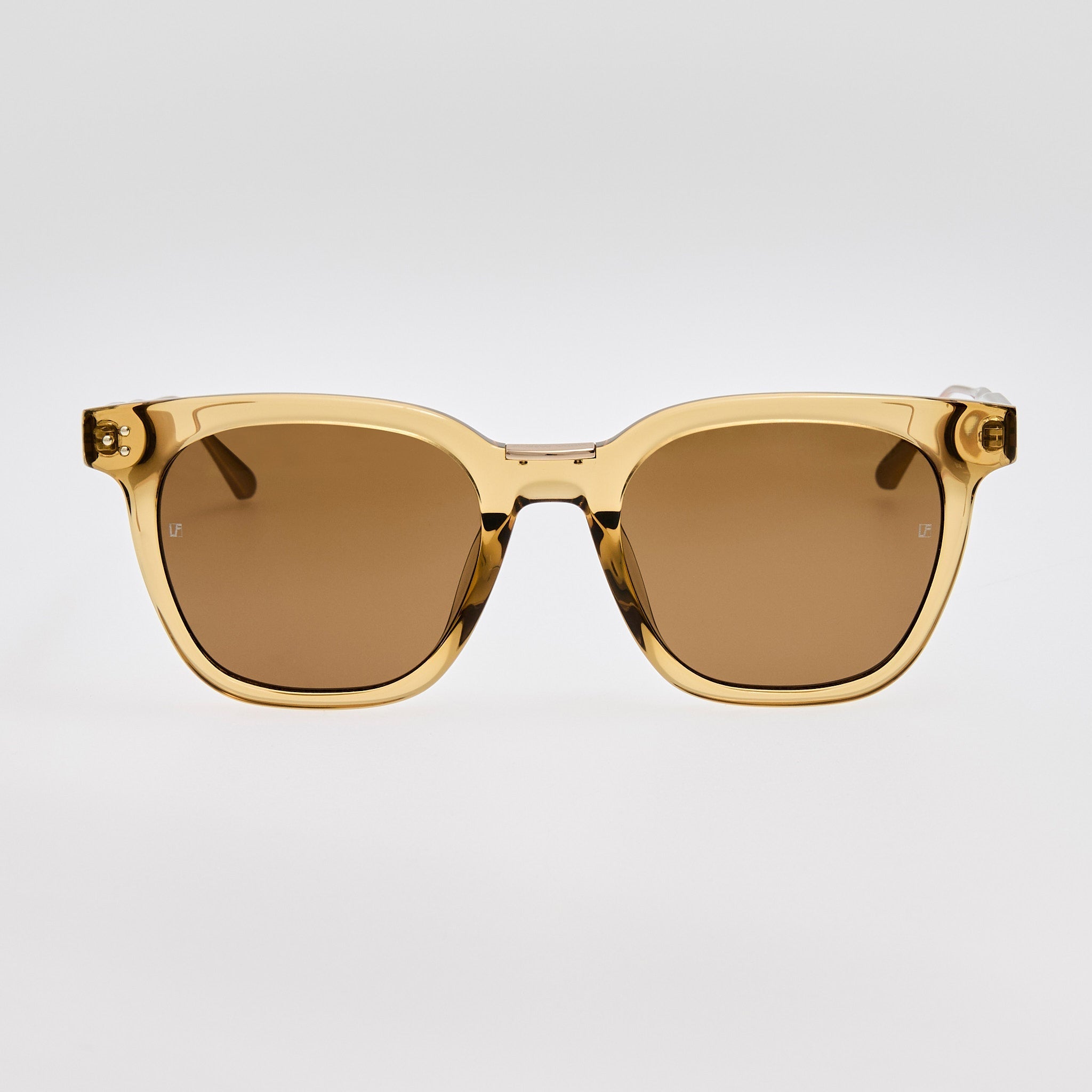 Evans Sunglasses in 22K Gold and Khaki - LINDA FARROW - Sunglasses -