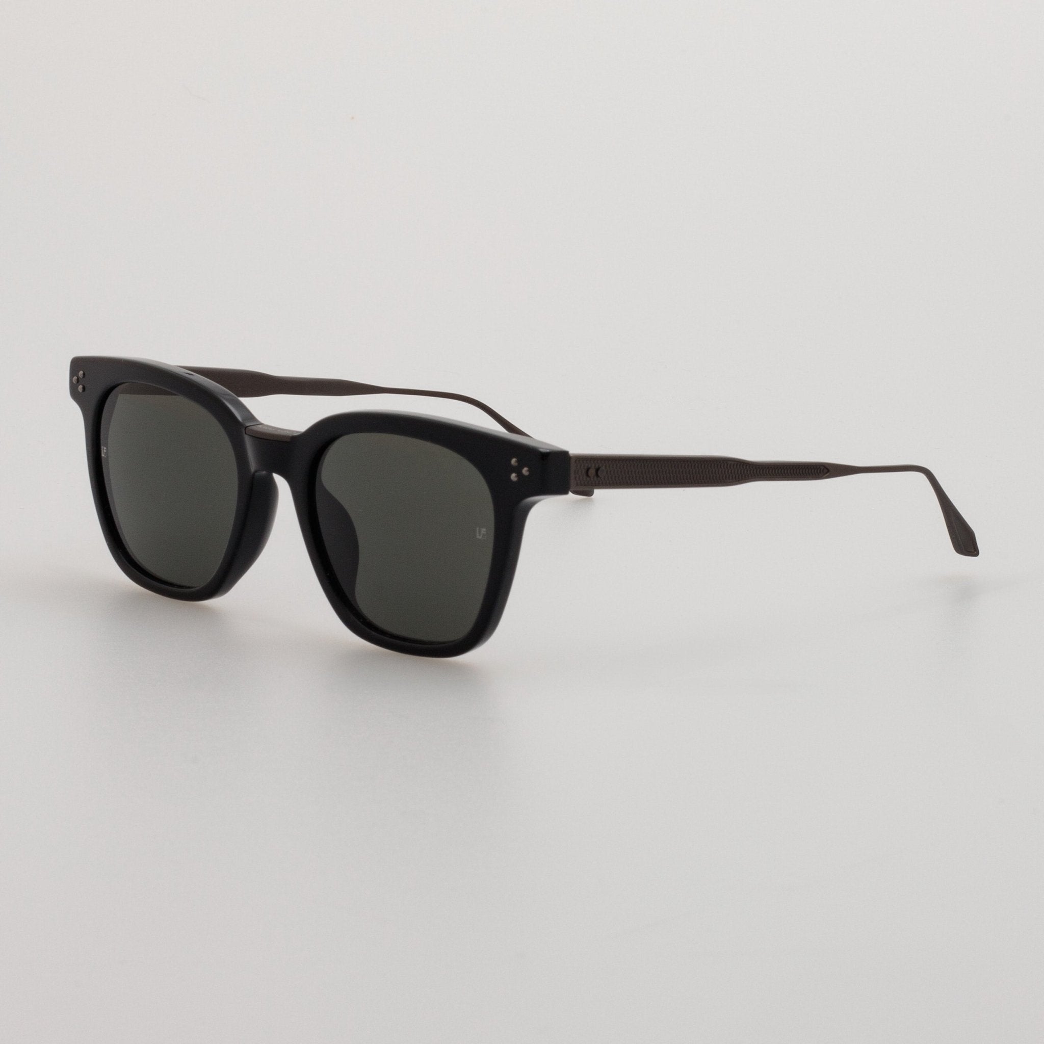 Evans Sunglasses in Black and Matt Nickel - LINDA FARROW - Sunglasses -