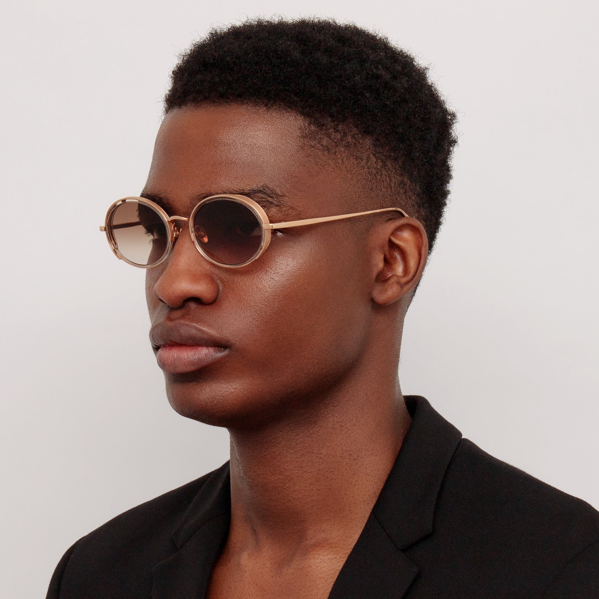 Finn Sunglasses in 18K Rose Gold and Brown - LINDA FARROW - Sunglasses -