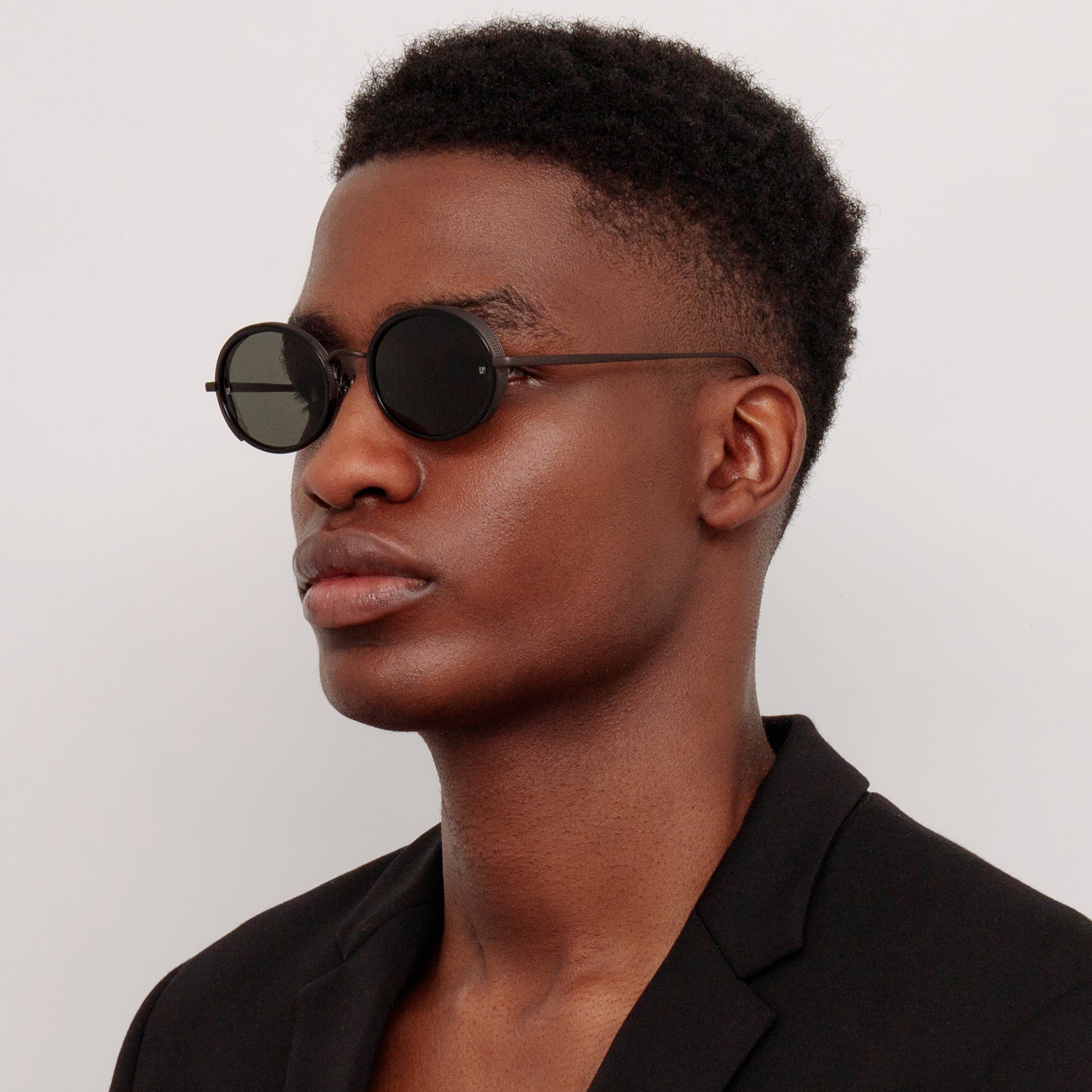 Finn Sunglasses in Matt Black Nickel - LINDA FARROW - Sunglasses -