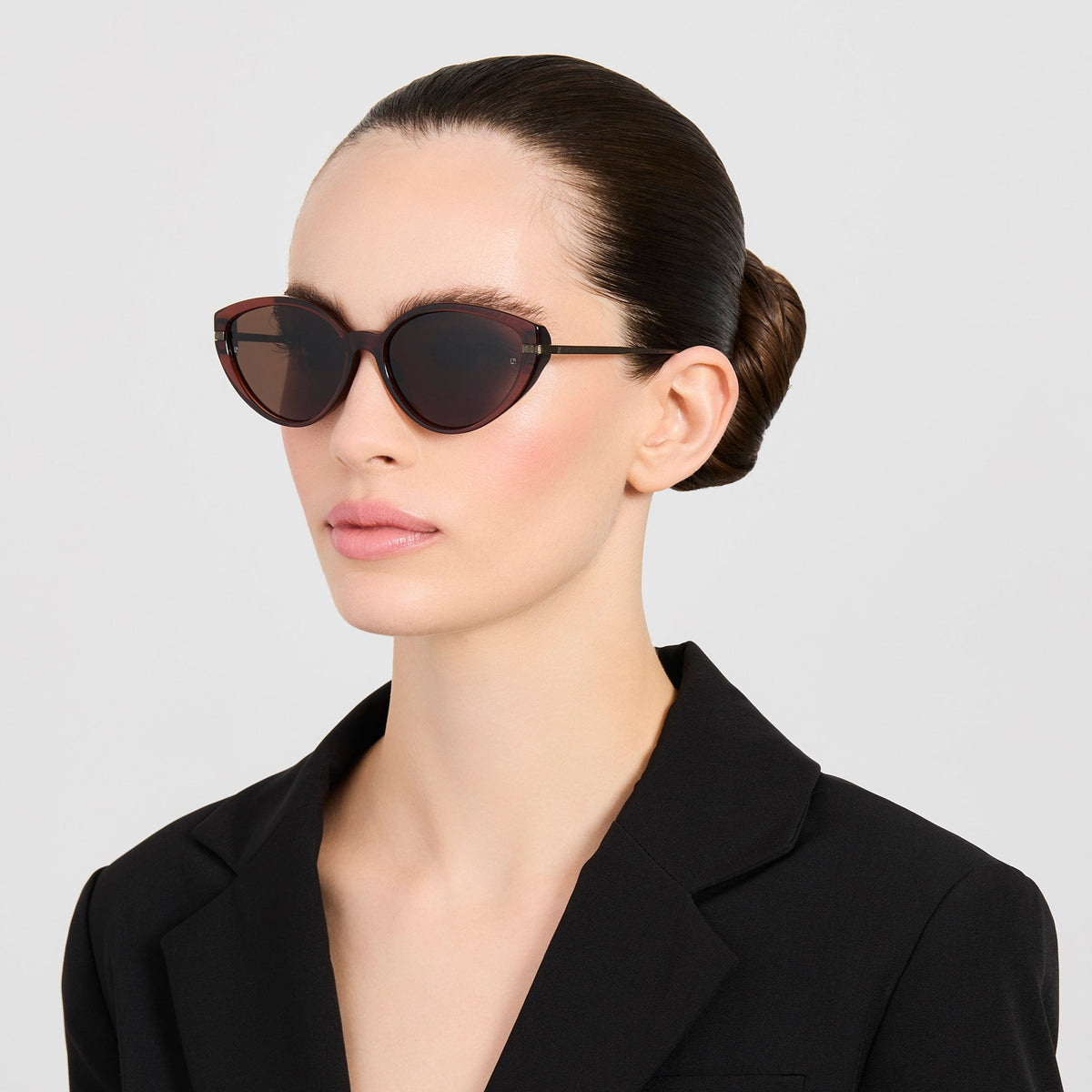 Flavia Sunglasses in Antique Gold and Amber - LINDA FARROW-Sunglasses-