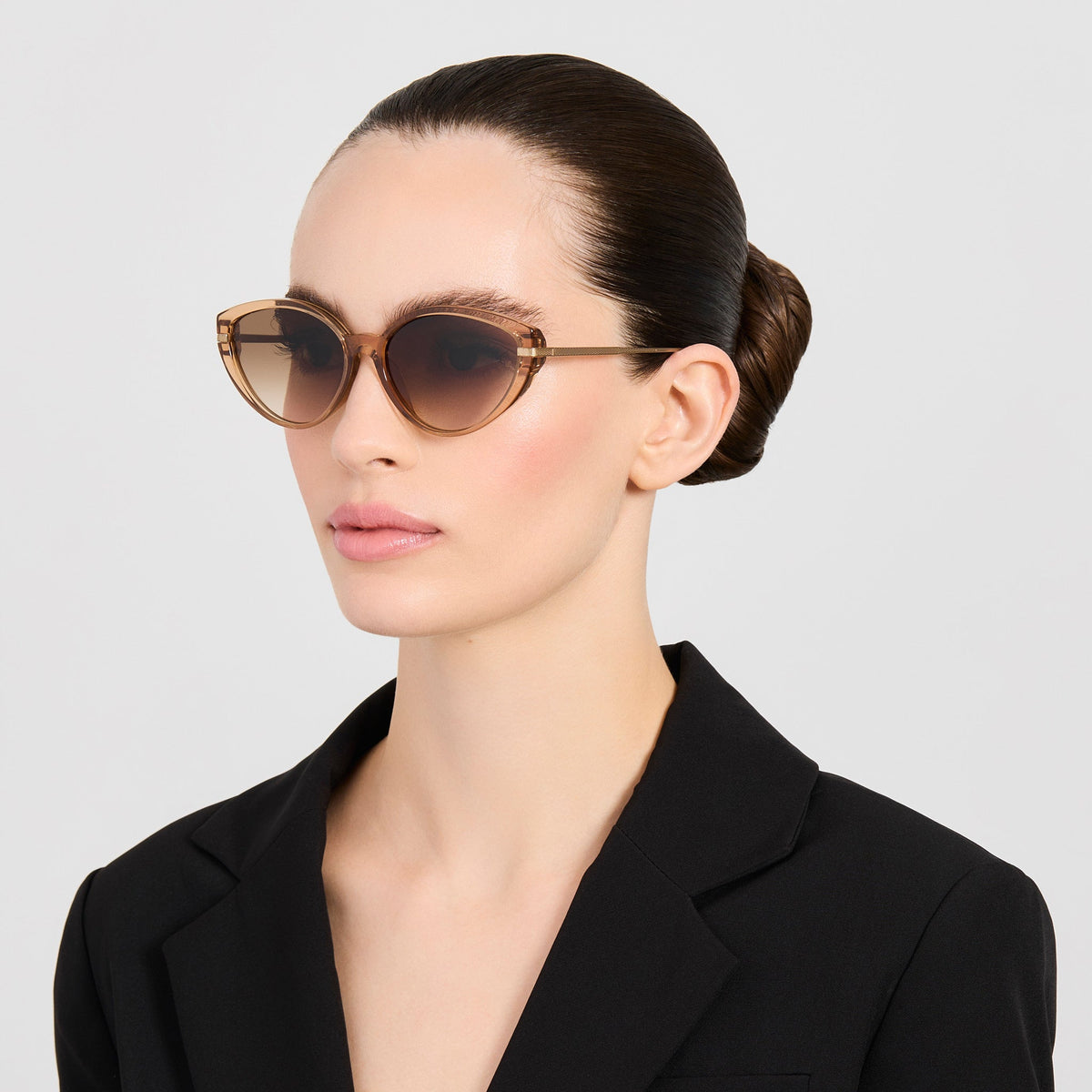 Flavia Sunglasses in Matt Champagne and Honey - LINDA FARROW-Sunglasses-