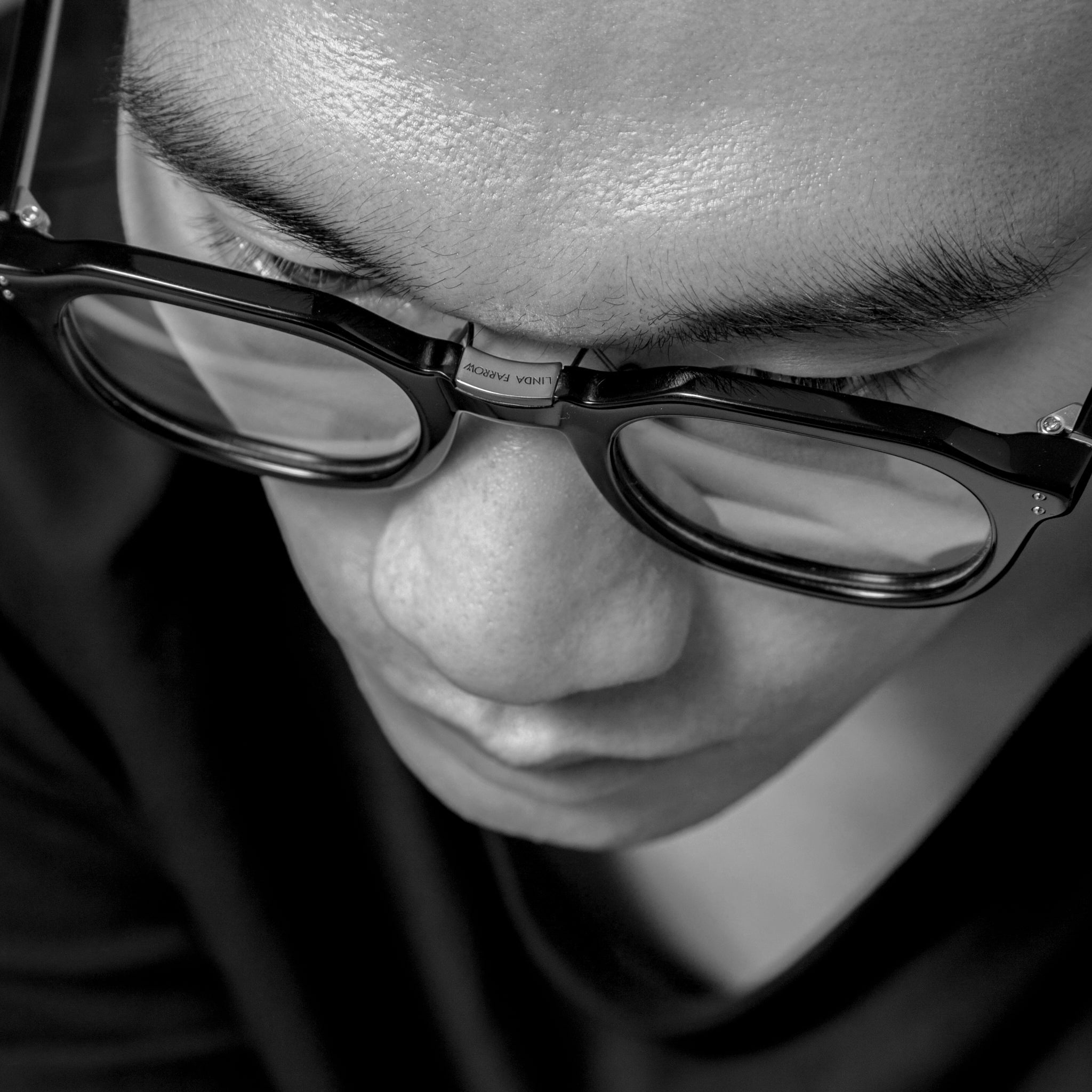 Fletcher Optical Frame in Matt Black Nickel - LINDA FARROW - Optical Frame -