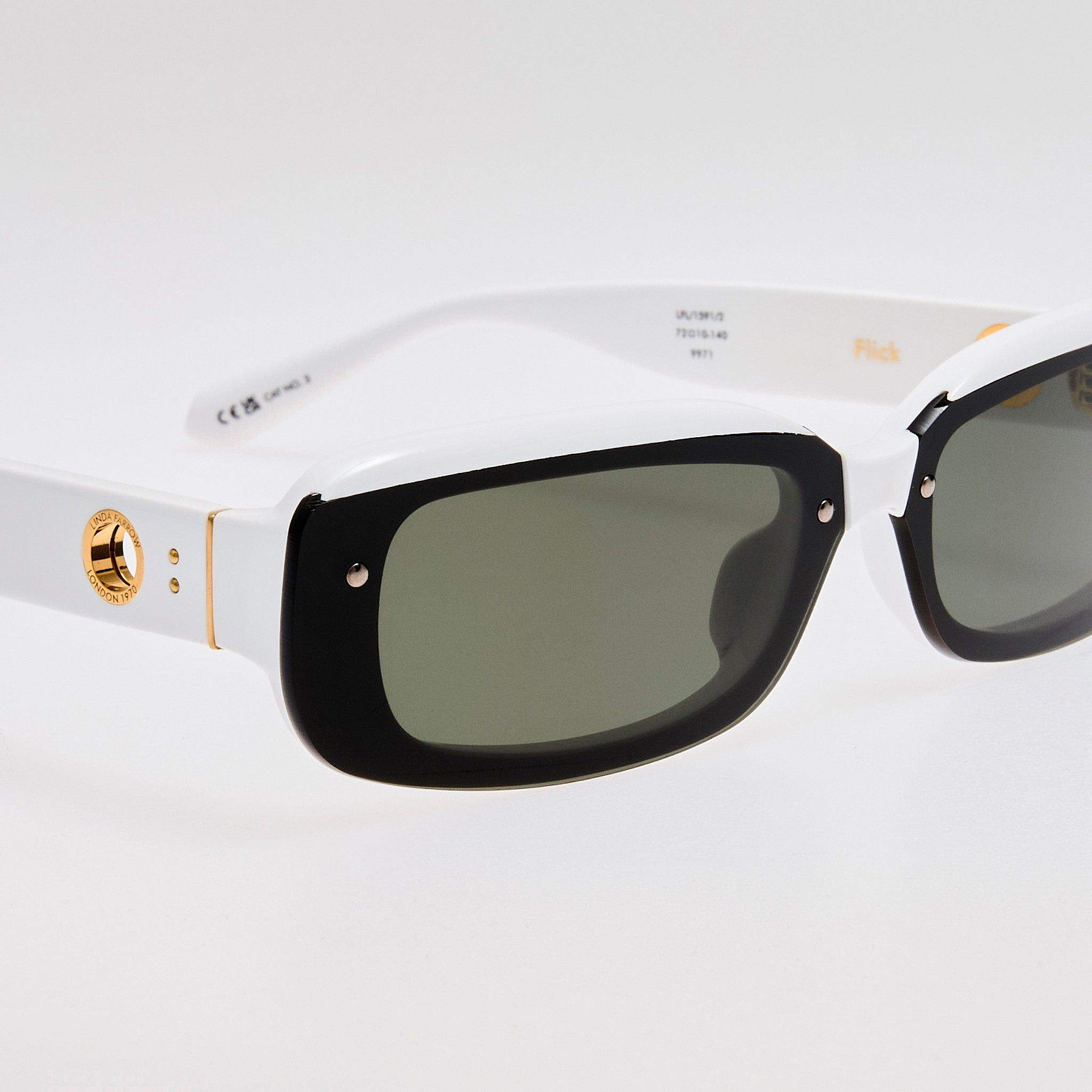 Flick Sunglasses in White - LINDA FARROW - Sunglasses -