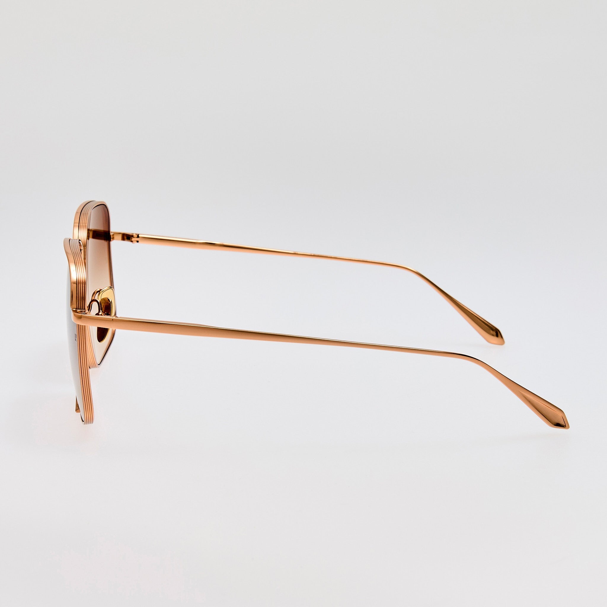 Genevieve Sunglasses in 18K Rose Gold and Mocha - LINDA FARROW - Sunglasses -